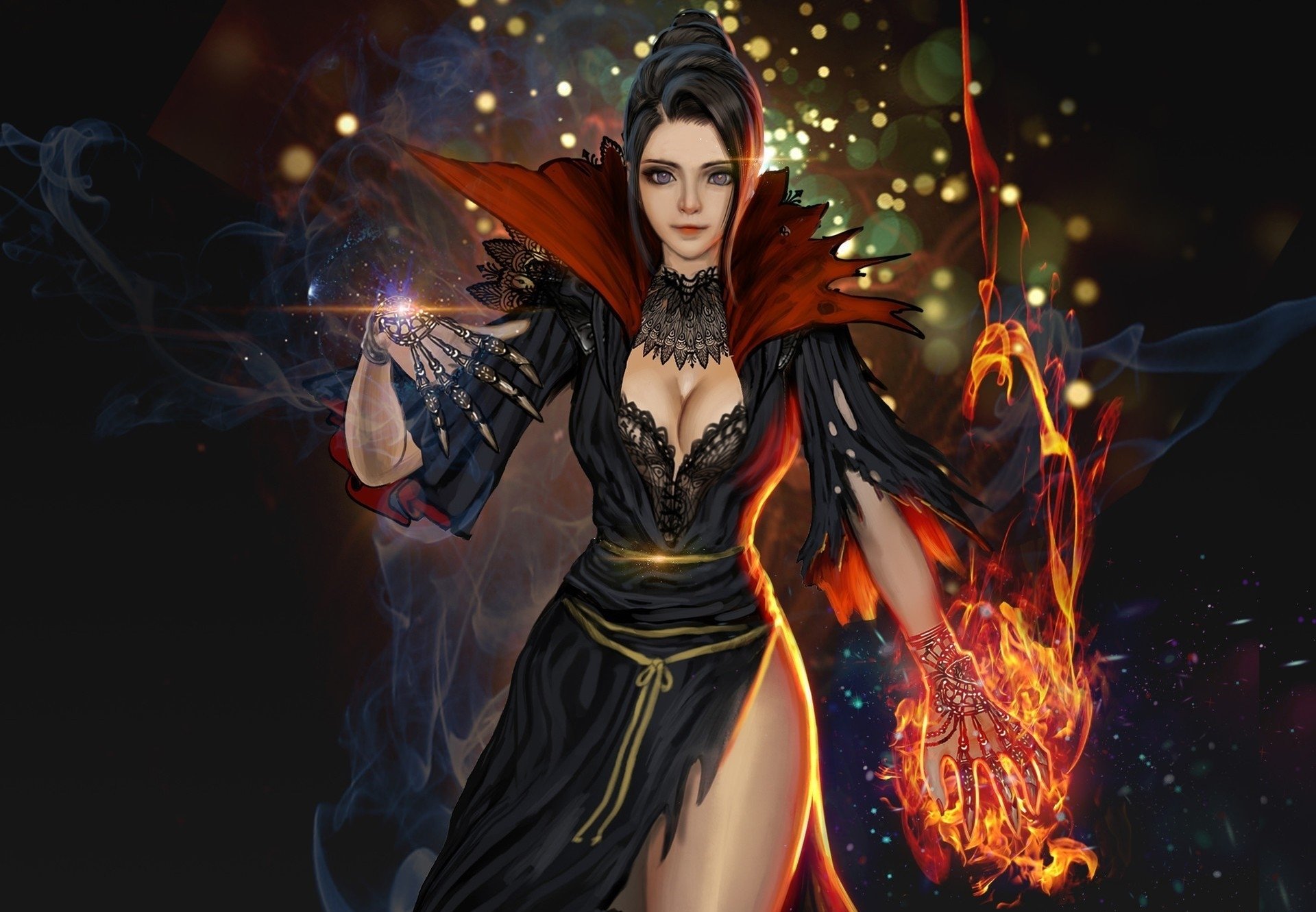 Sorceress On Flames
 Wallpapers