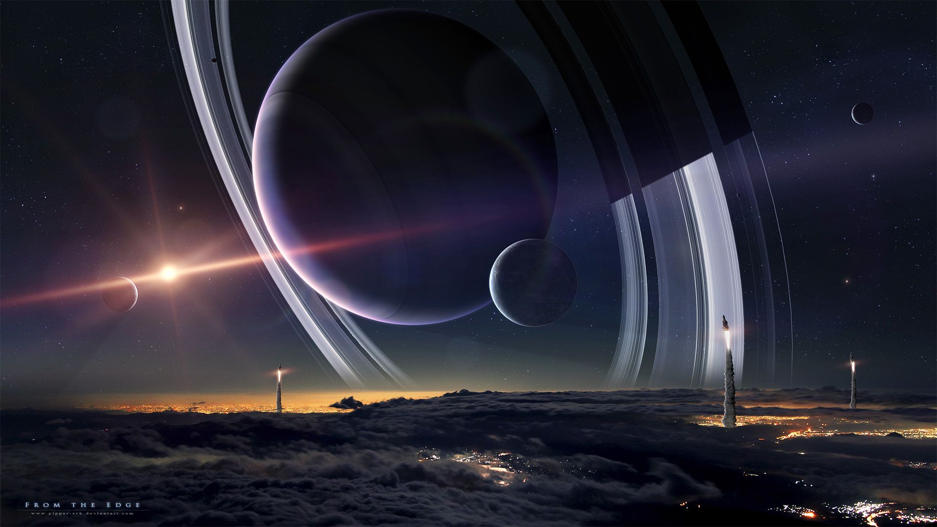 Space Planetary Rings Digital Art Wallpapers