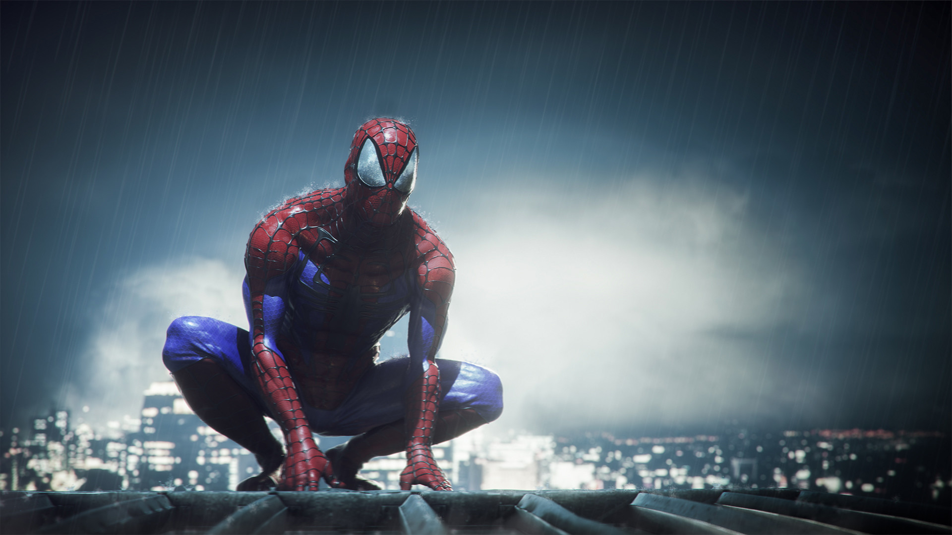 Spider Man Flying In Rain Wallpapers