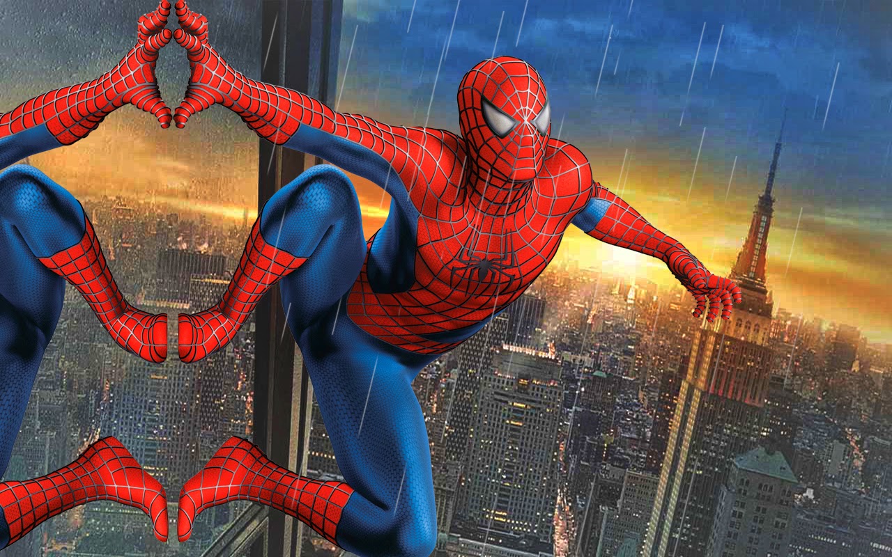 Spider Man Flying In Rain Wallpapers
