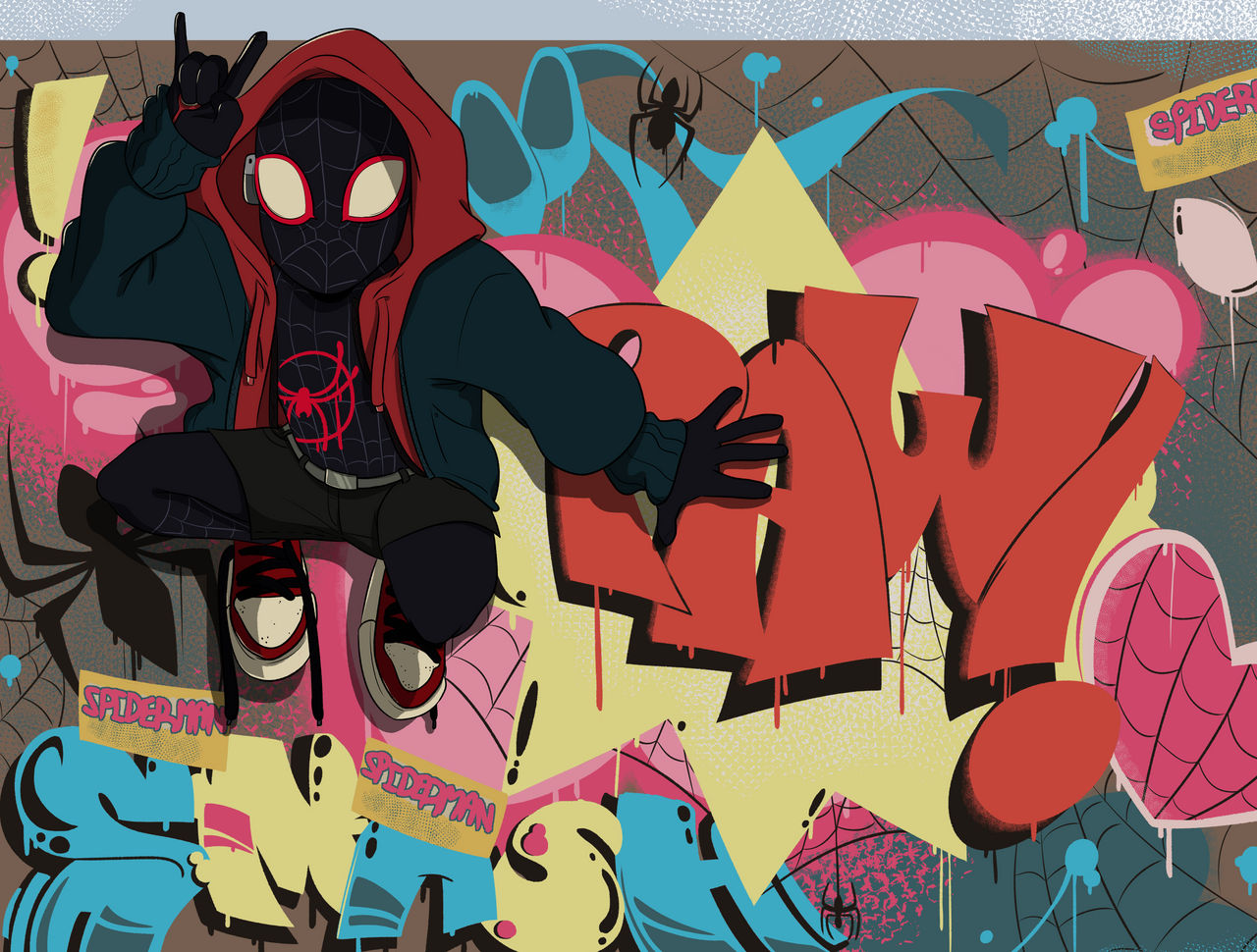 Spider Man Into The Spider Verse Graffiti Wallpapers