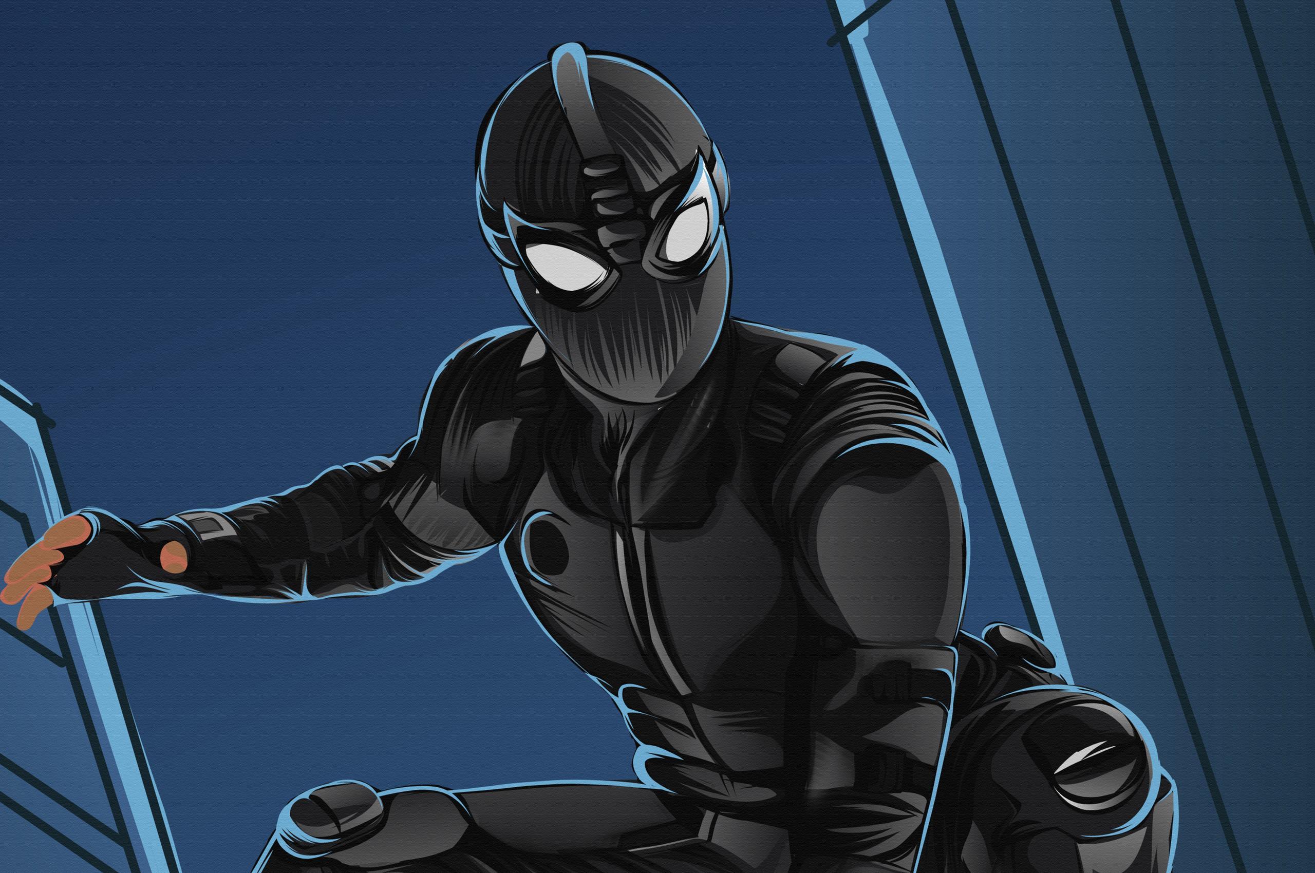 Spidey Stealth Black Suit In Spider Man Far From Home Wallpapers