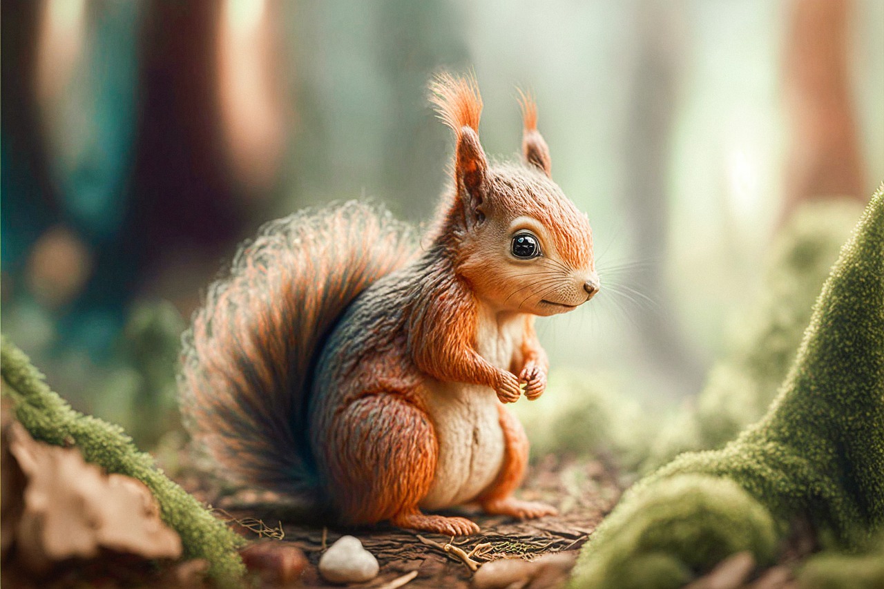 Squirrel In Forest Illustration Wallpapers