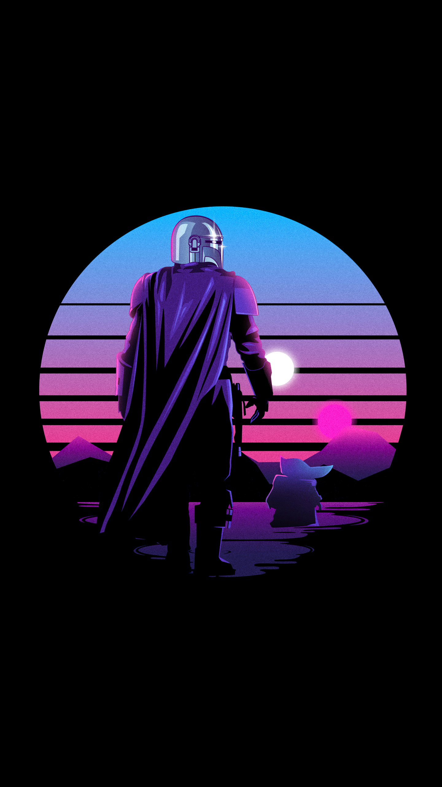 Star Wars The Mandalorian 4K Vaporwave Wallpapers