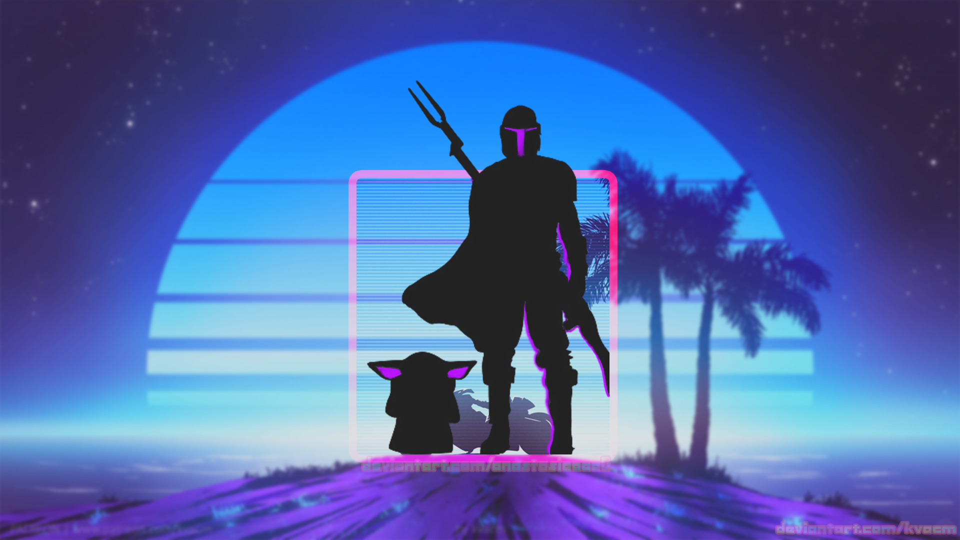 Star Wars The Mandalorian 4K Vaporwave Wallpapers