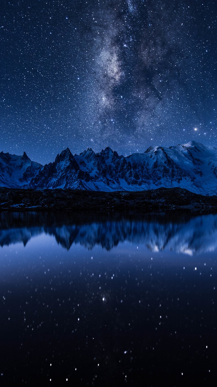 Starry Night Sky Near Lake Wallpapers