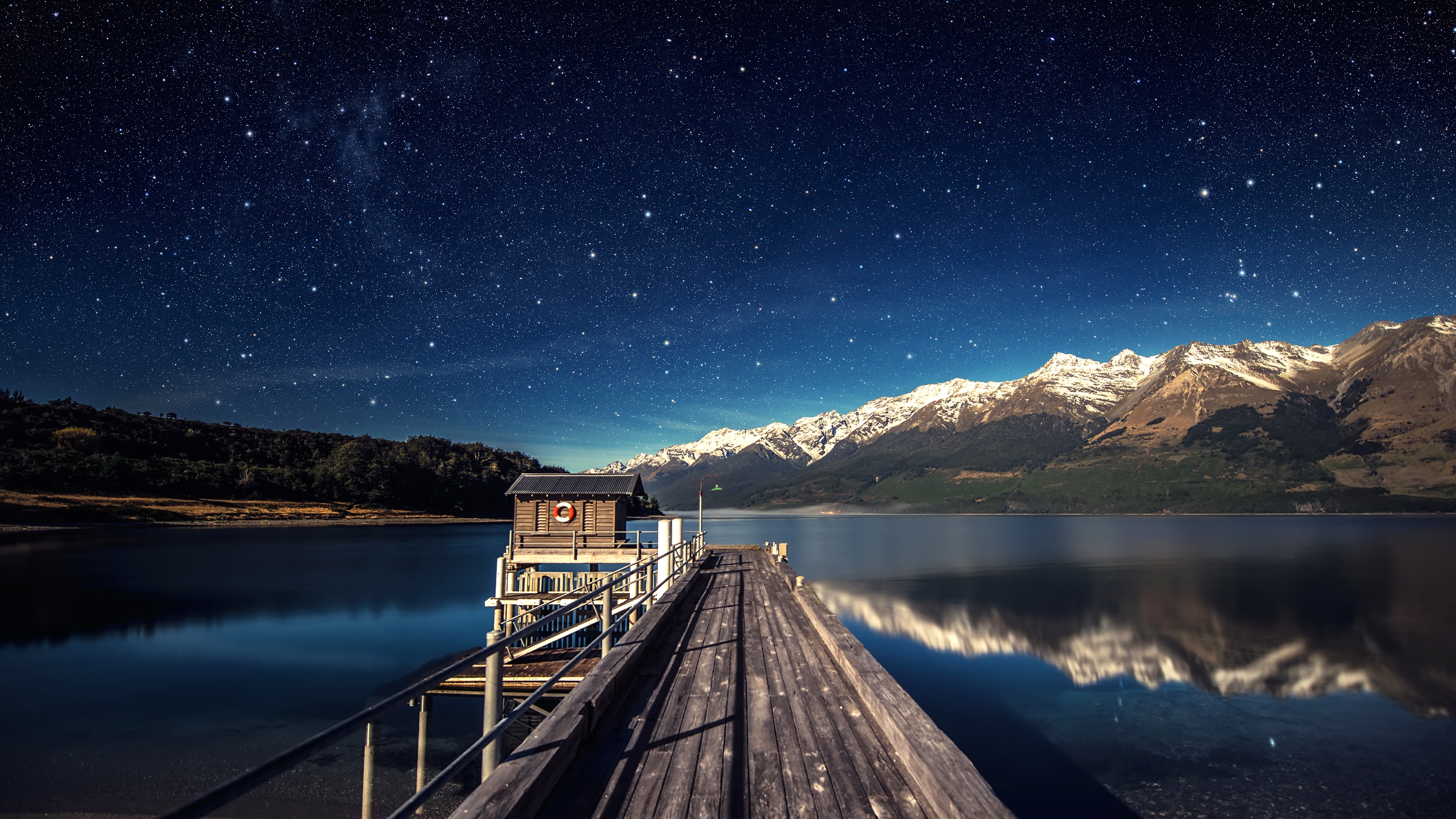 Starry Night Sky Near Lake Wallpapers