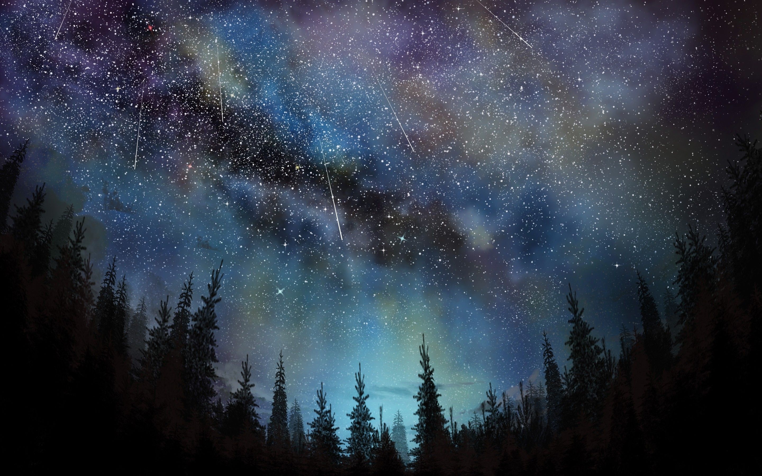 Stars And Trees In Starry Night Wallpapers