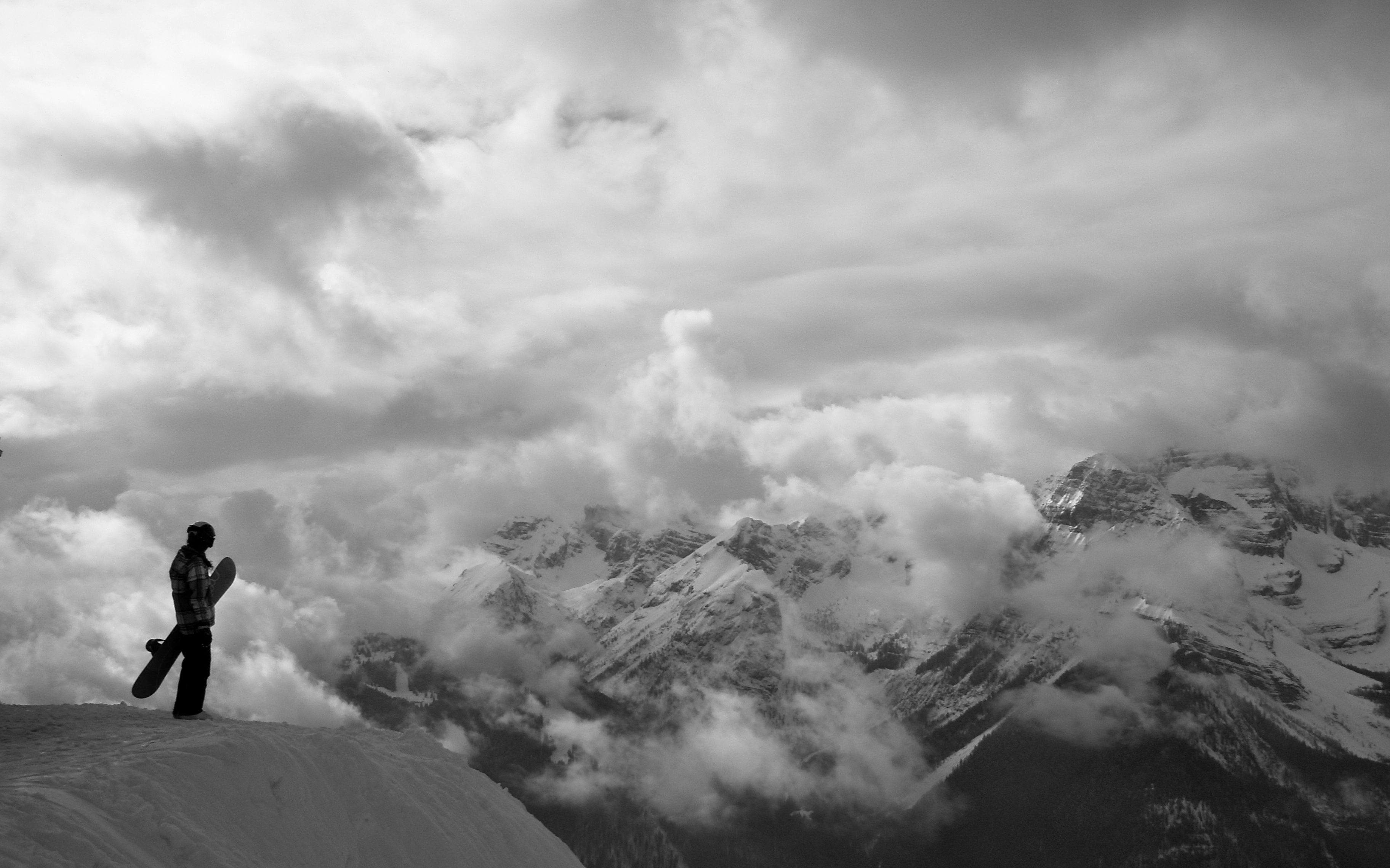 Stone Mountains Snow In Monochrome Wallpapers