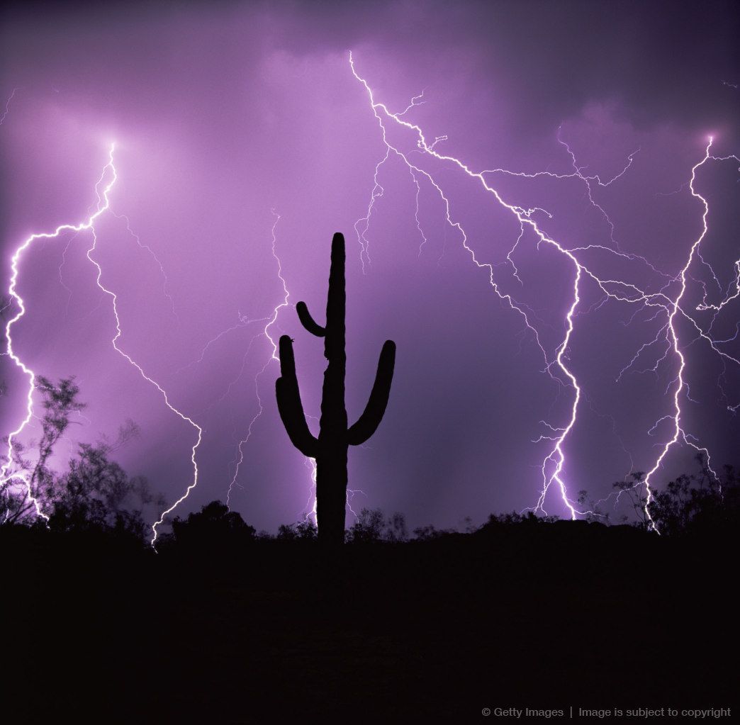 Storm At Cactus Desert Wallpapers