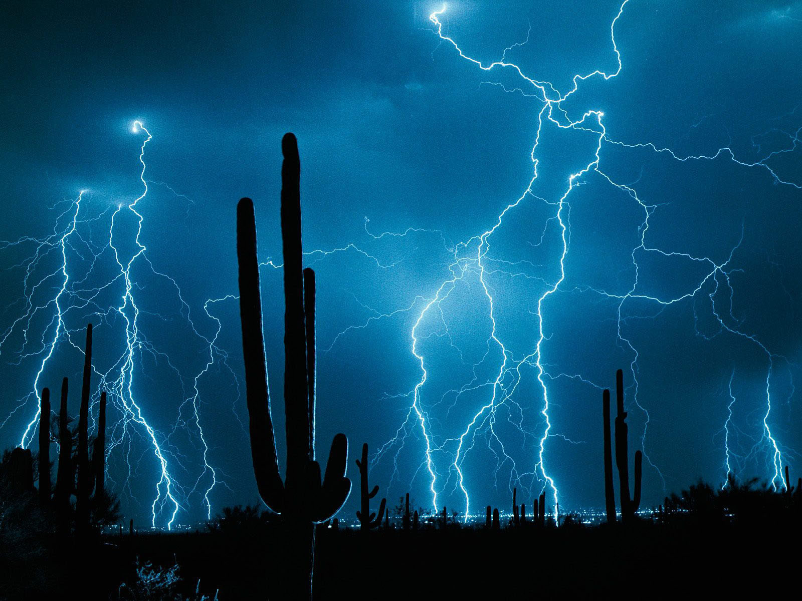 Storm At Cactus Desert Wallpapers