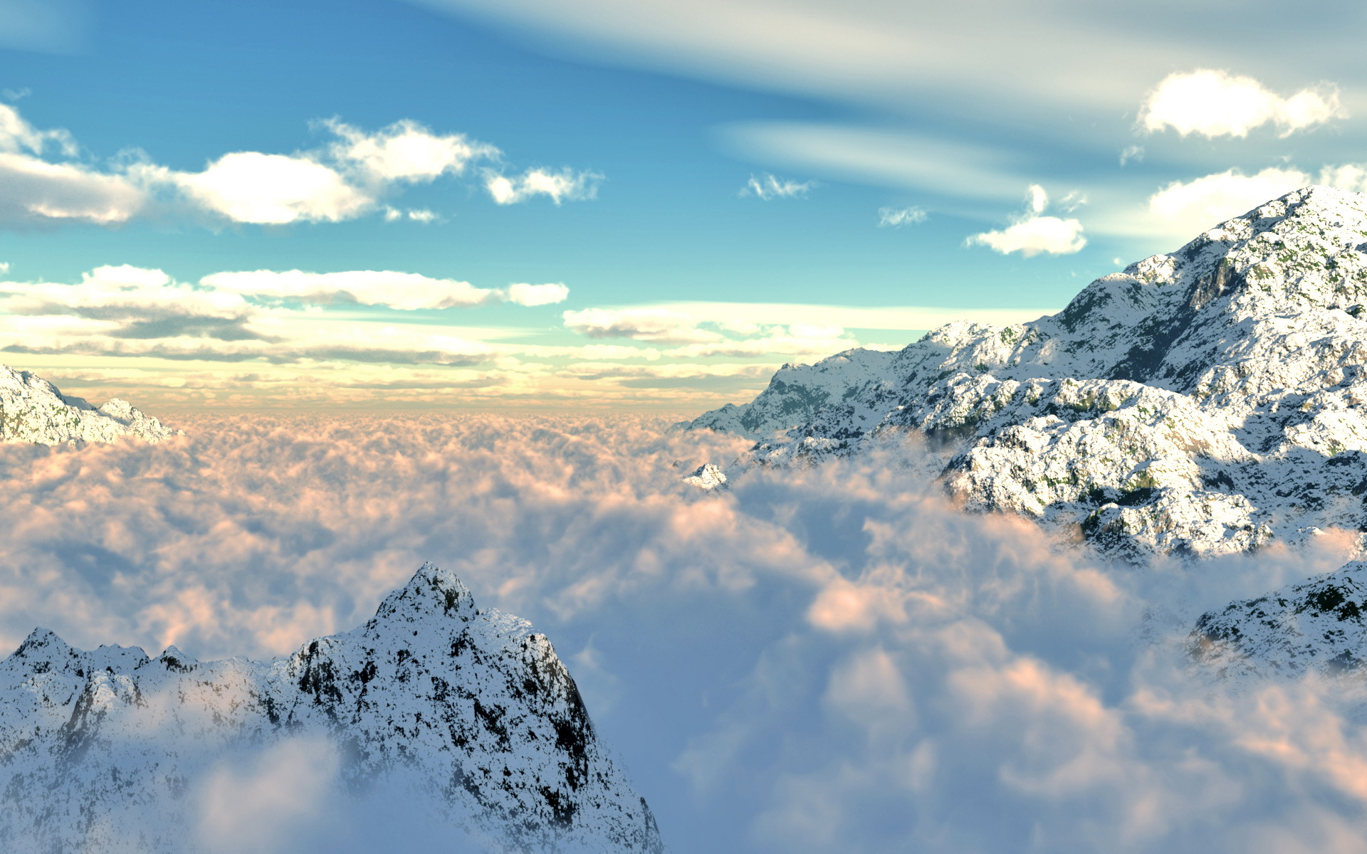 Summit Of Mountain Above The Clouds Wallpapers