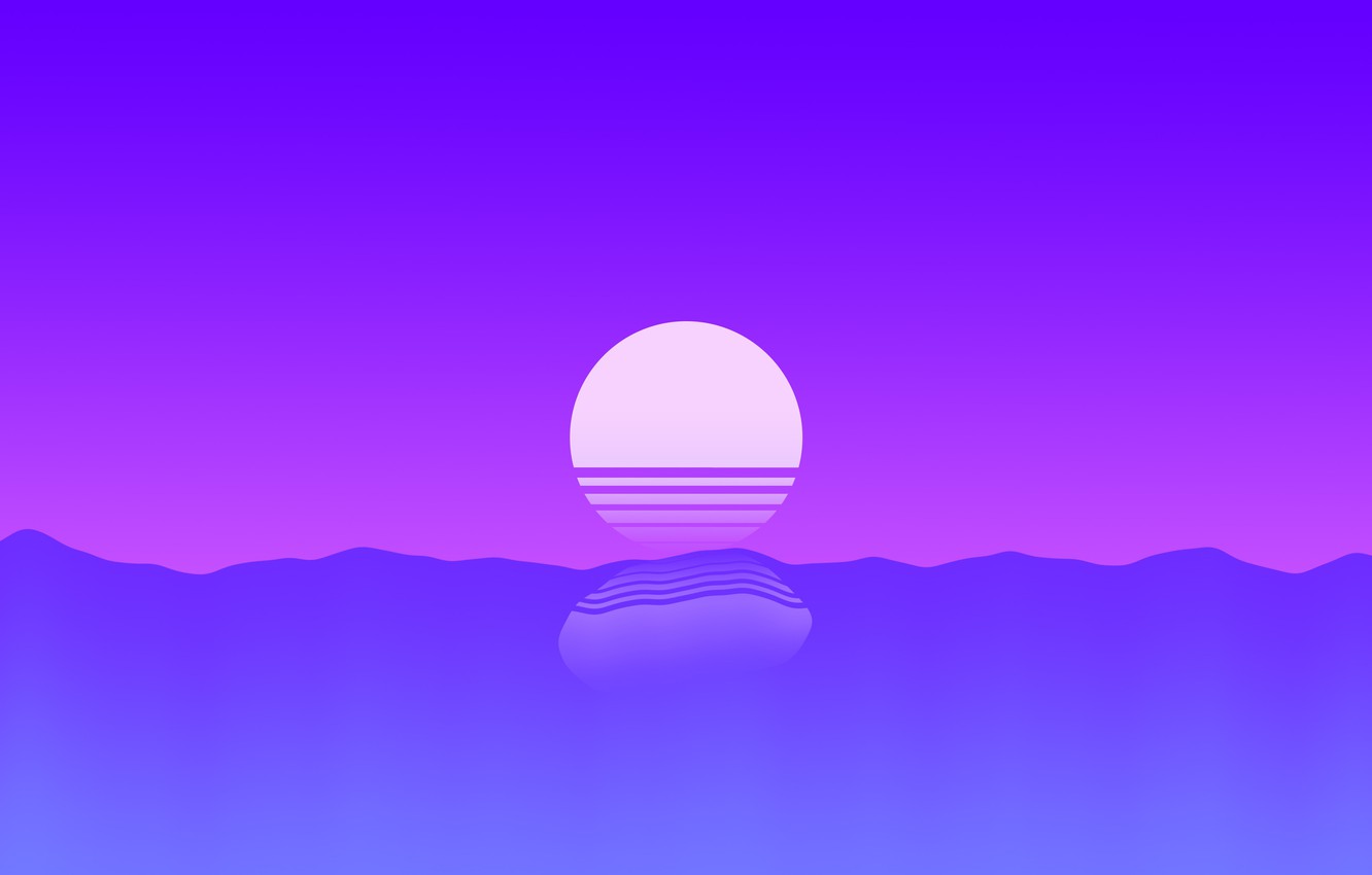 Sun In Retro Wave Mountains Wallpapers