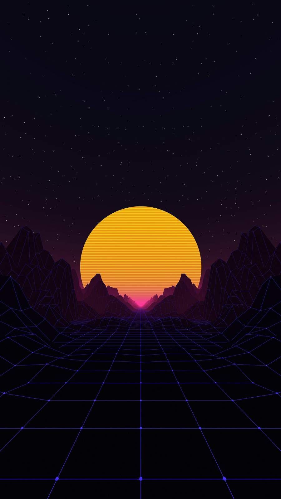 Sun In Retro Wave Mountains Wallpapers