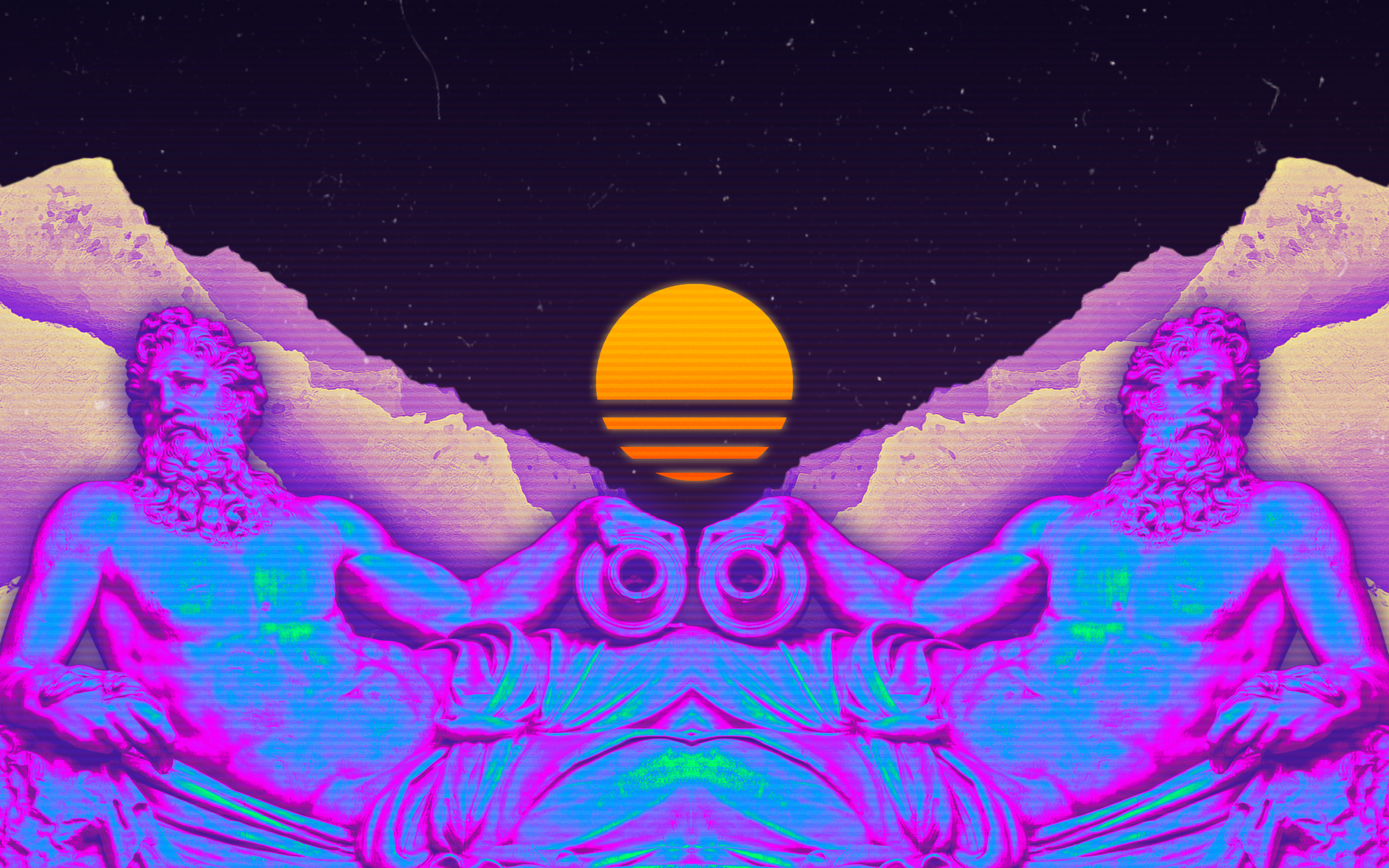 Sun In Retro Wave Mountains Wallpapers