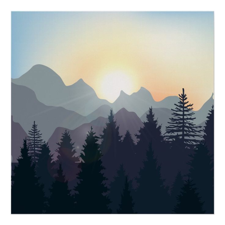 Sunrise In Forest Landscape Illustrate Wallpapers