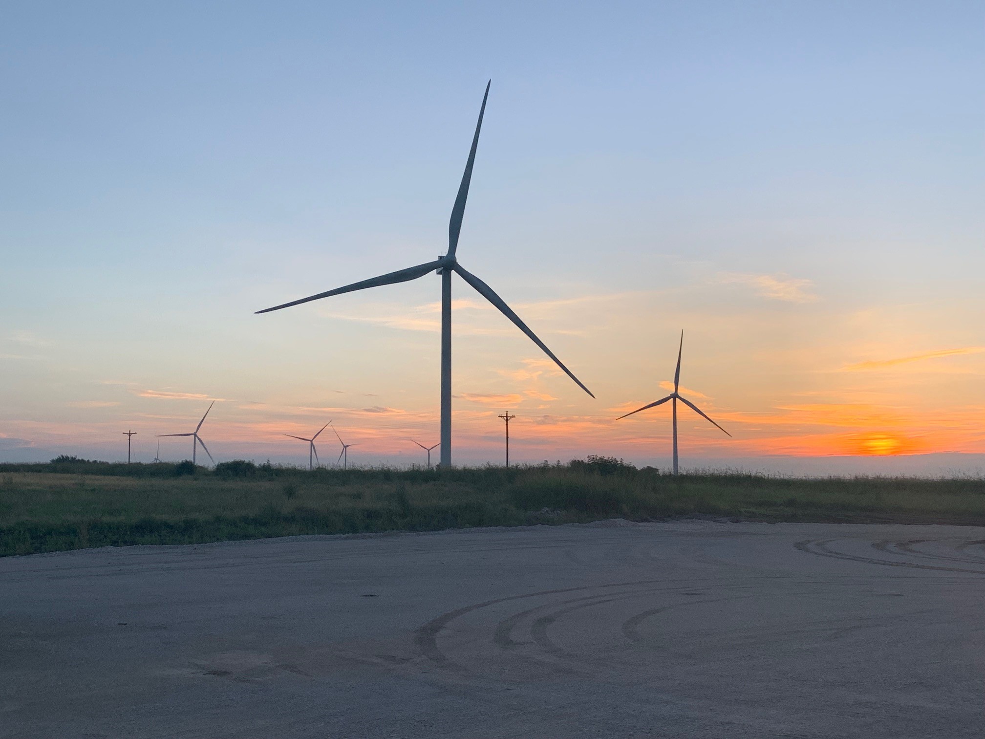 Sunrise Wind Turbine Road Sky Wallpapers