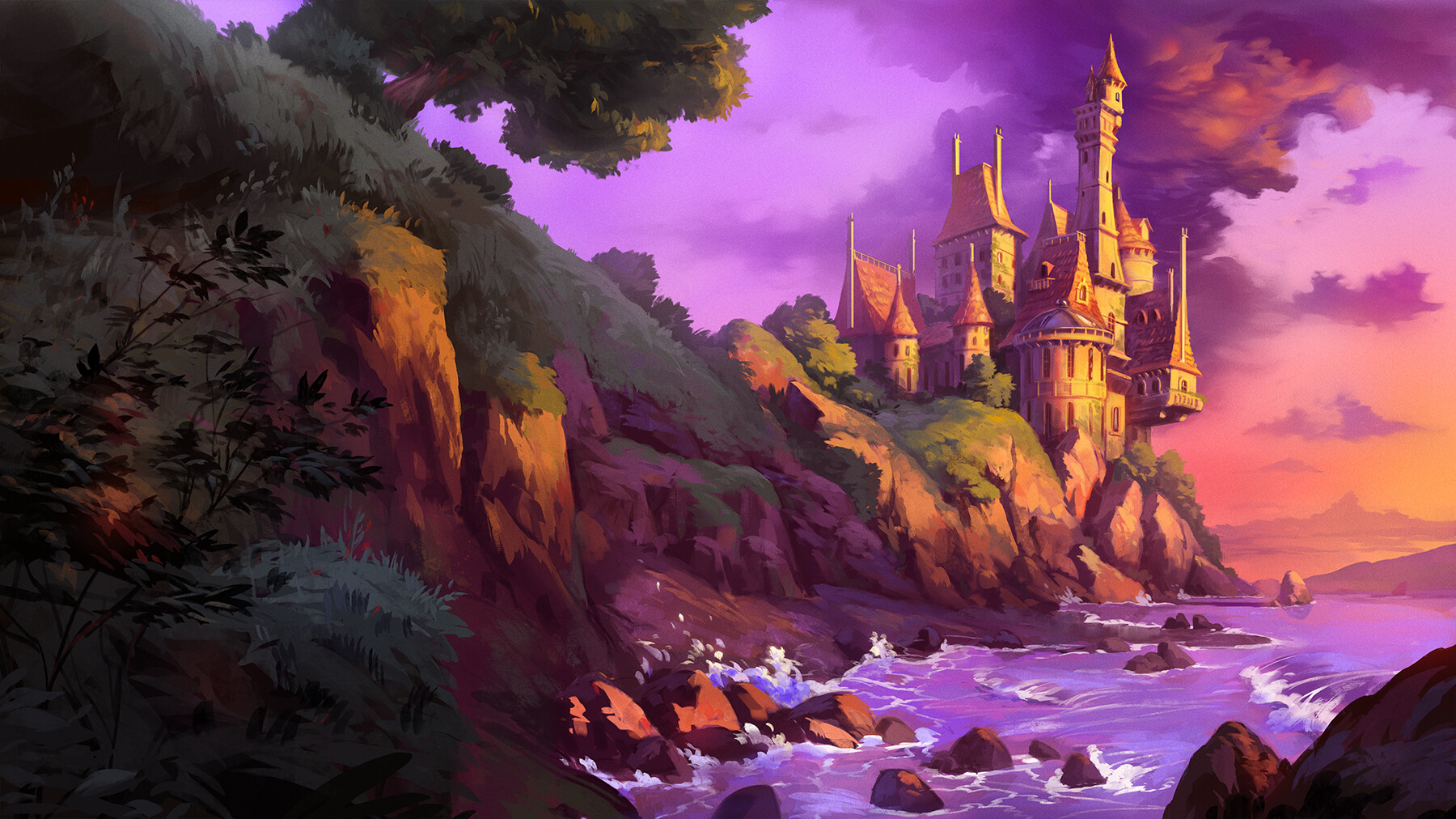 Sunset Castle Wallpapers