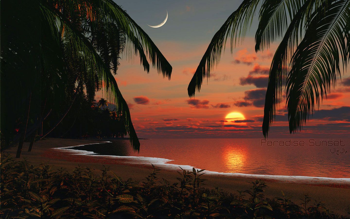 Sunset In Island Huts Wallpapers