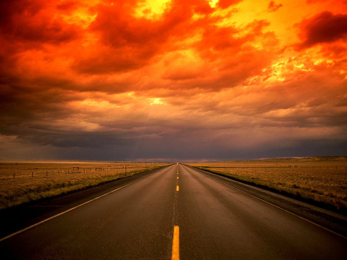 Sunset In Road Wallpapers