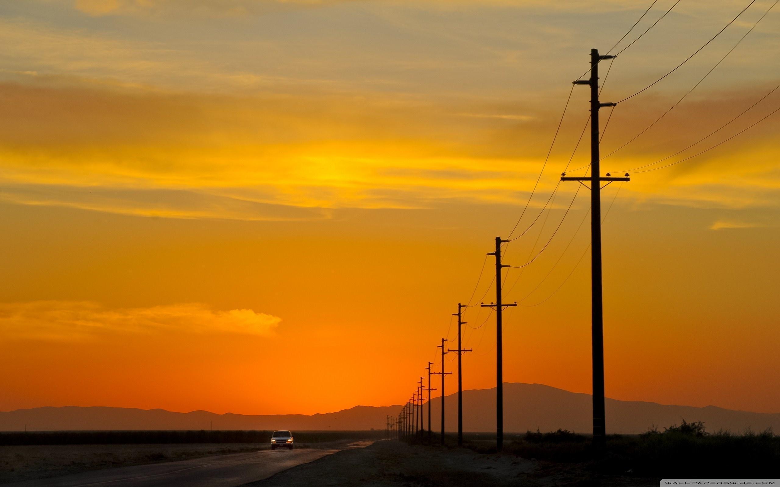 Sunset In Road Wallpapers