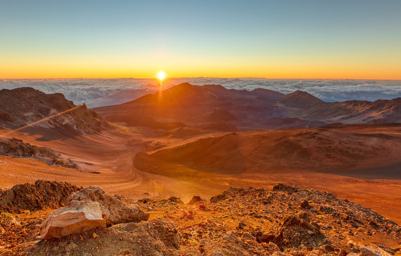 Sunset In Volcano Desert Wallpapers