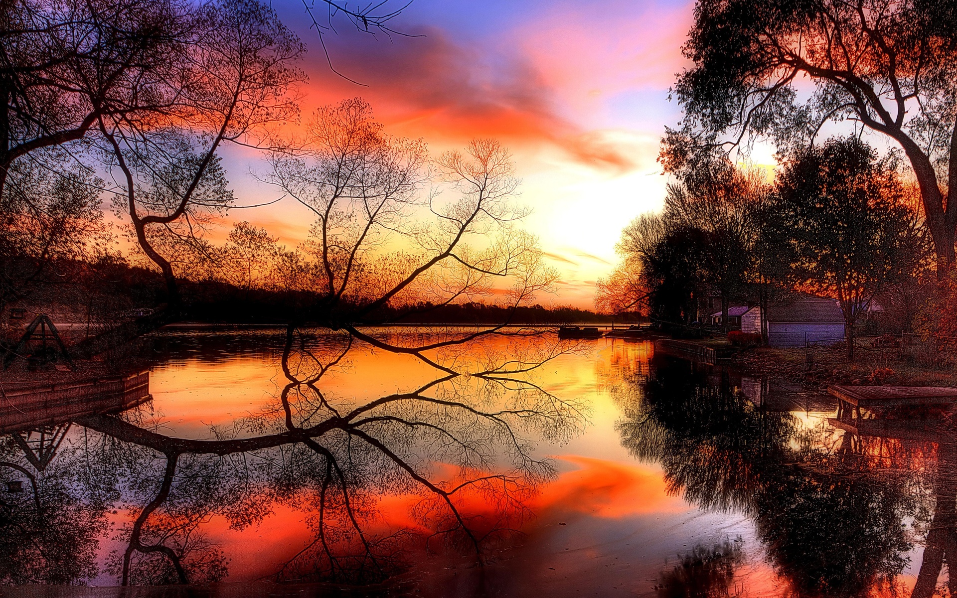 Sunset Lake View Wallpapers