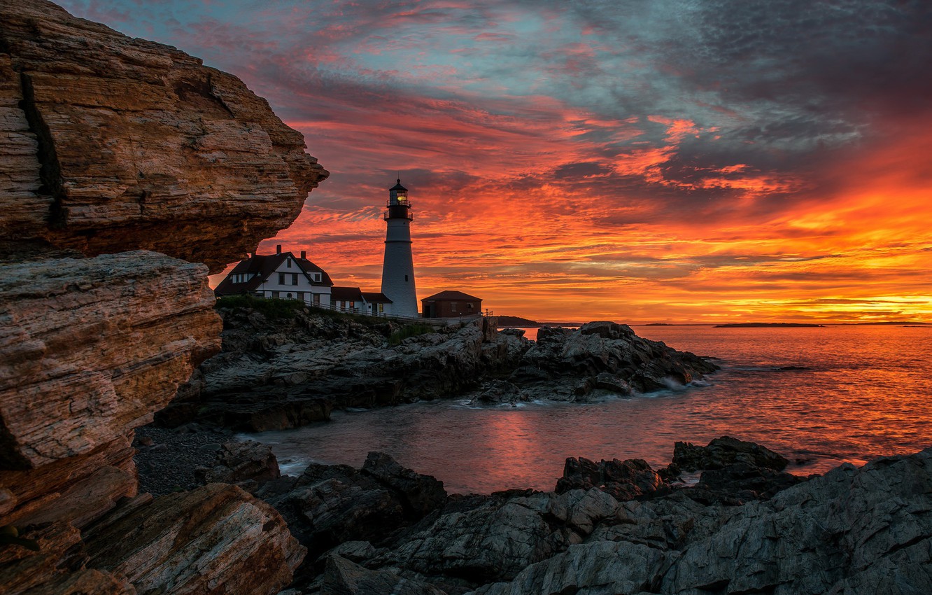 Sunset Near Lighthouse Wallpapers