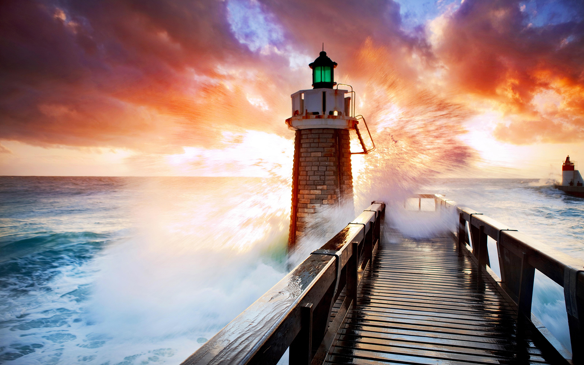 Sunset Near Lighthouse Wallpapers