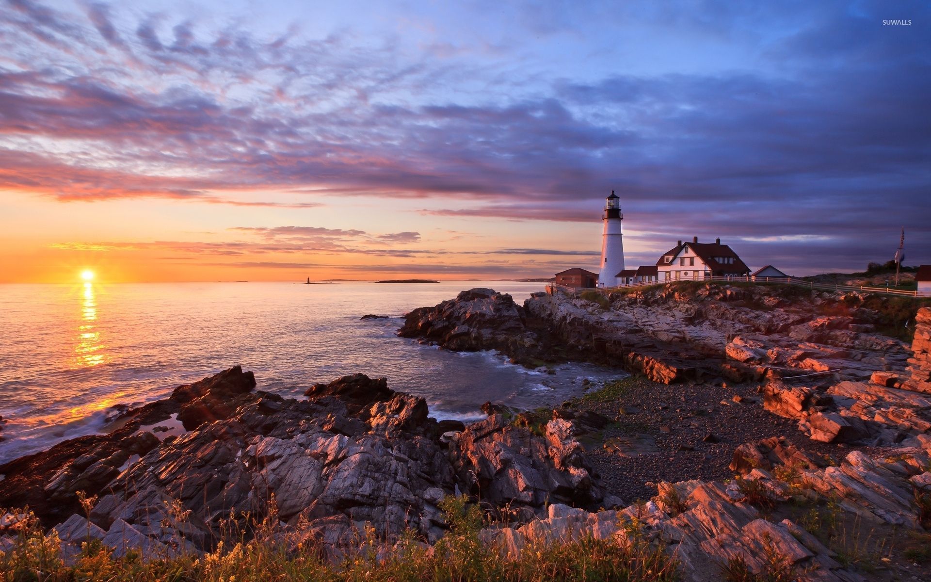 Sunset Near Lighthouse Wallpapers