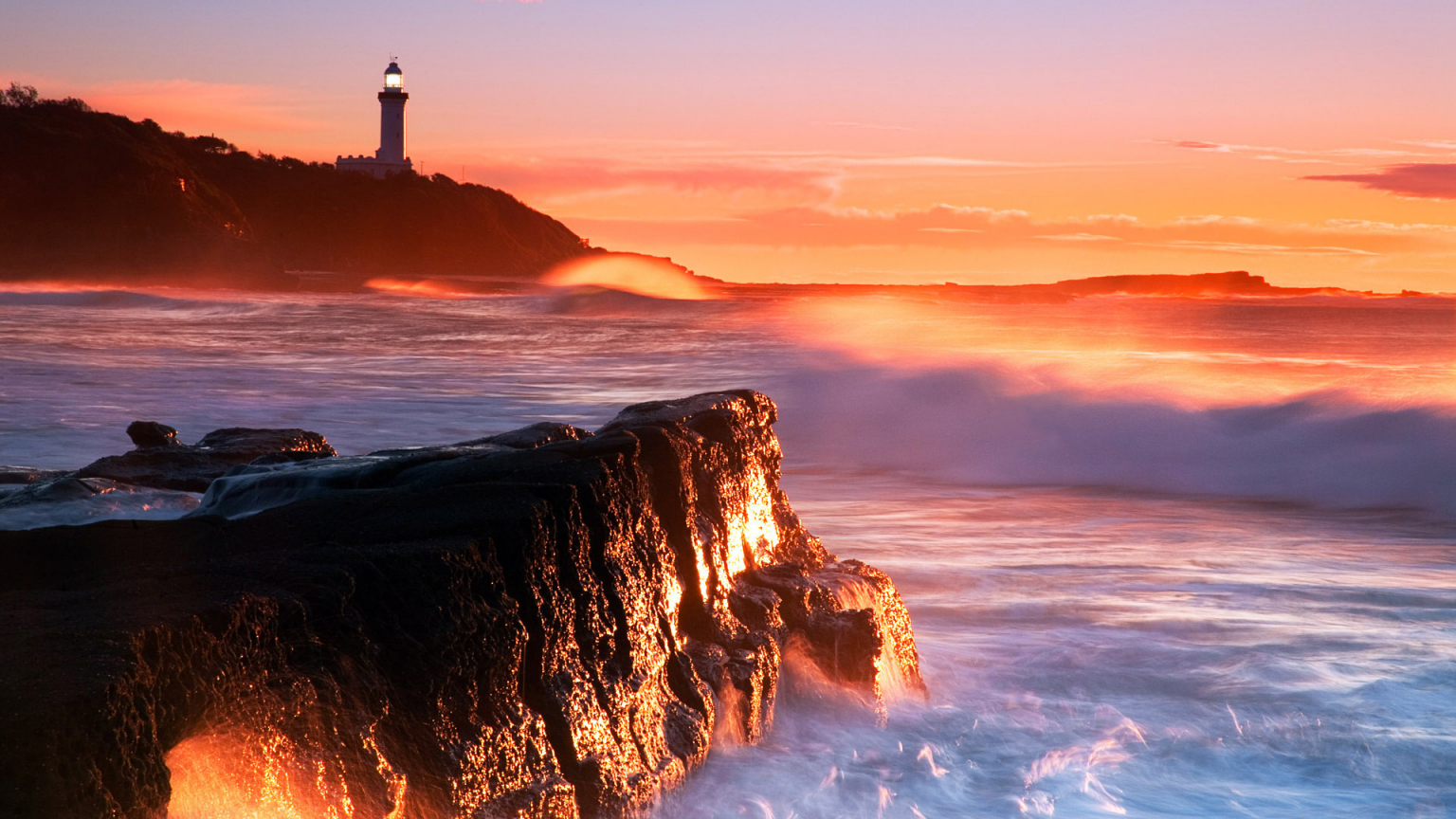 Sunset Near Lighthouse Wallpapers