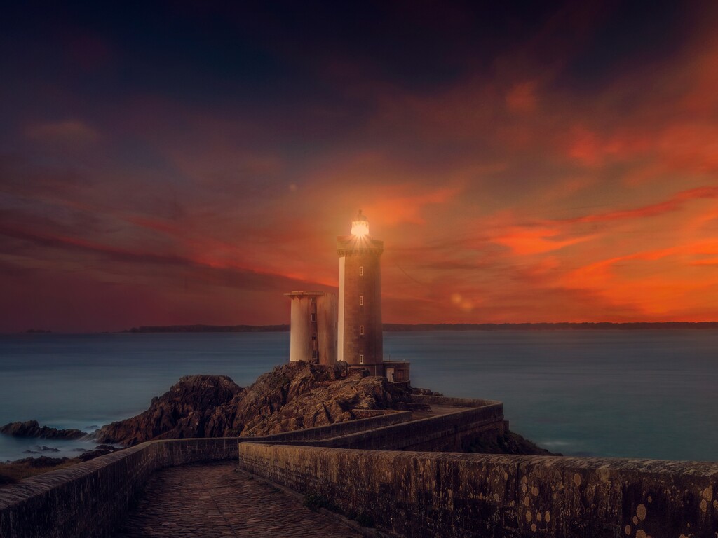 Sunset Near Lighthouse Wallpapers