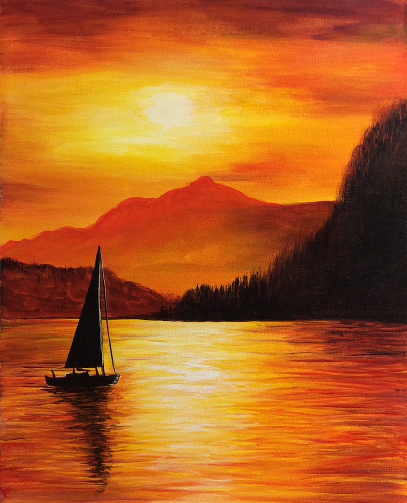 Sunset Painting Background