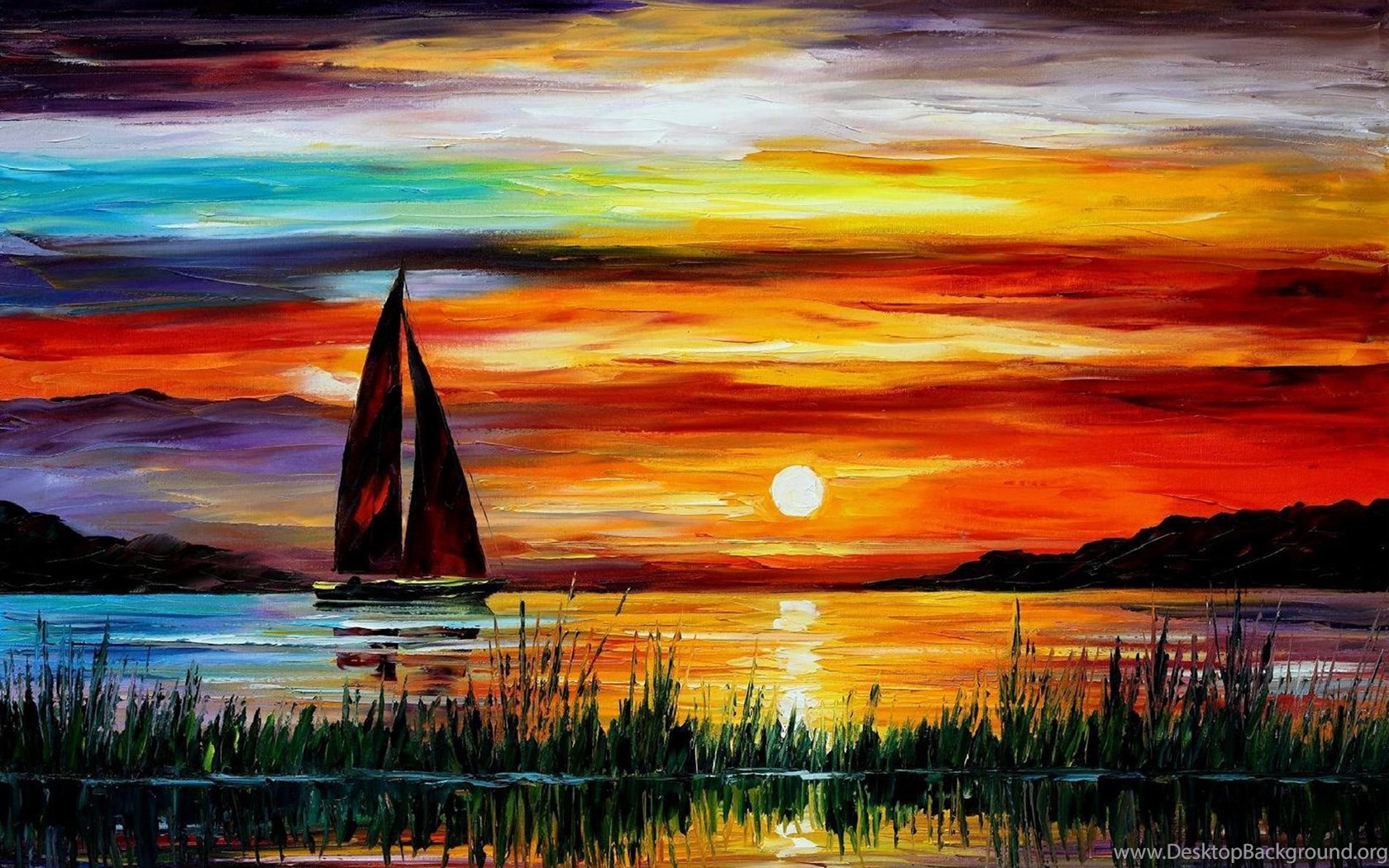 Sunset Painting Background