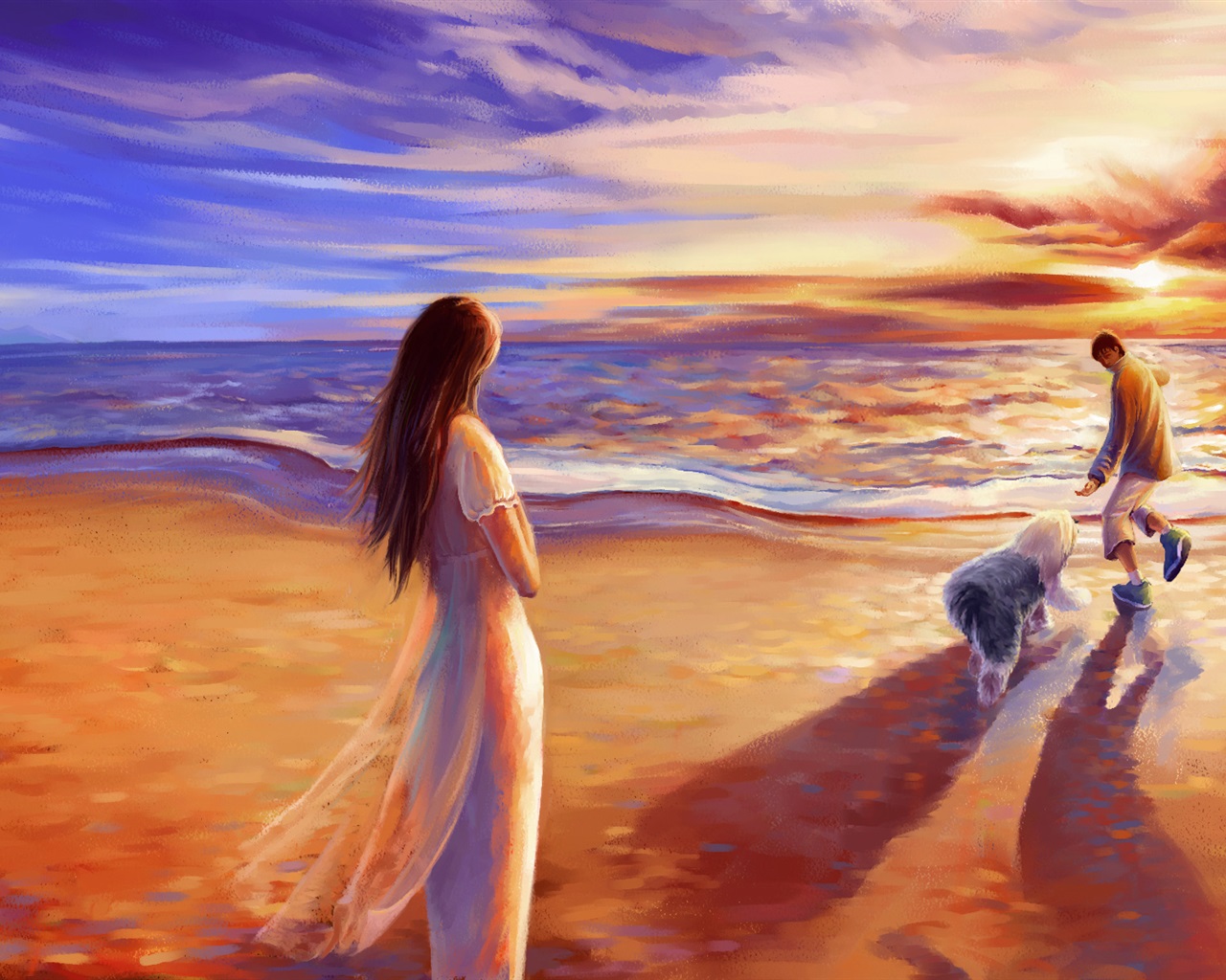 Sunset Painting Background