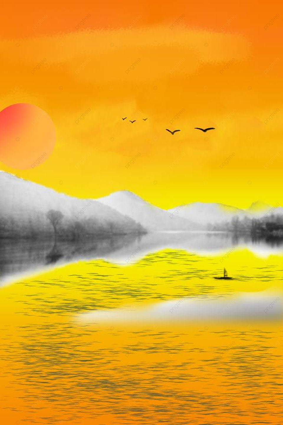 Sunset Painting Background