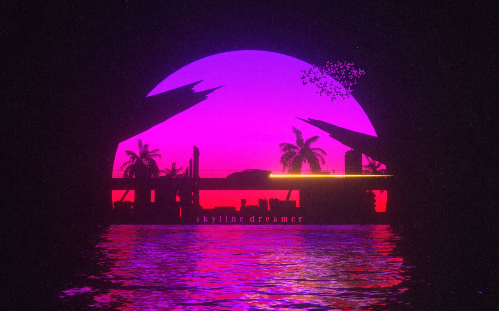 Sunset Sea Outrun Wallpapers