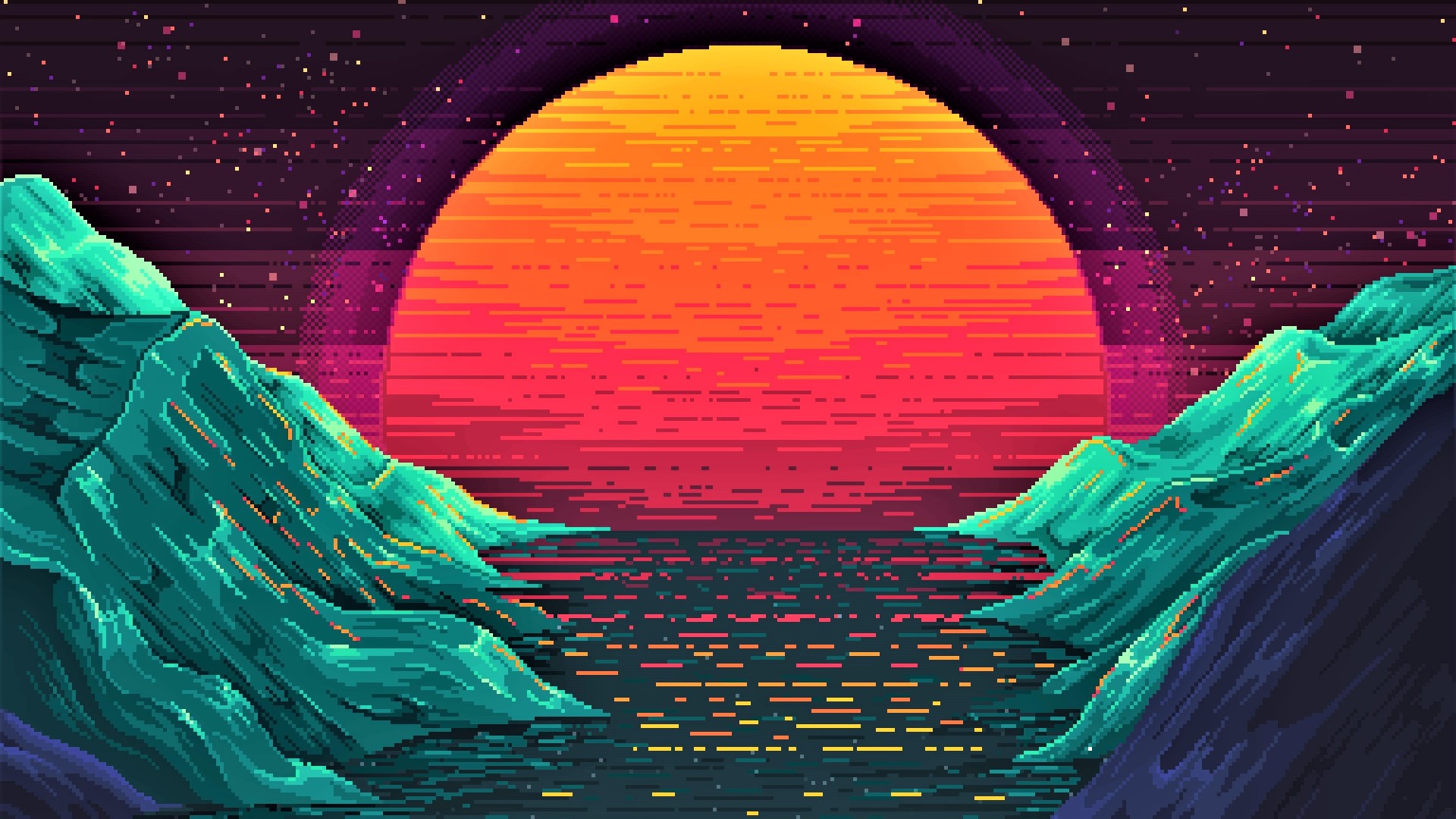 Sunset Sea Outrun Wallpapers