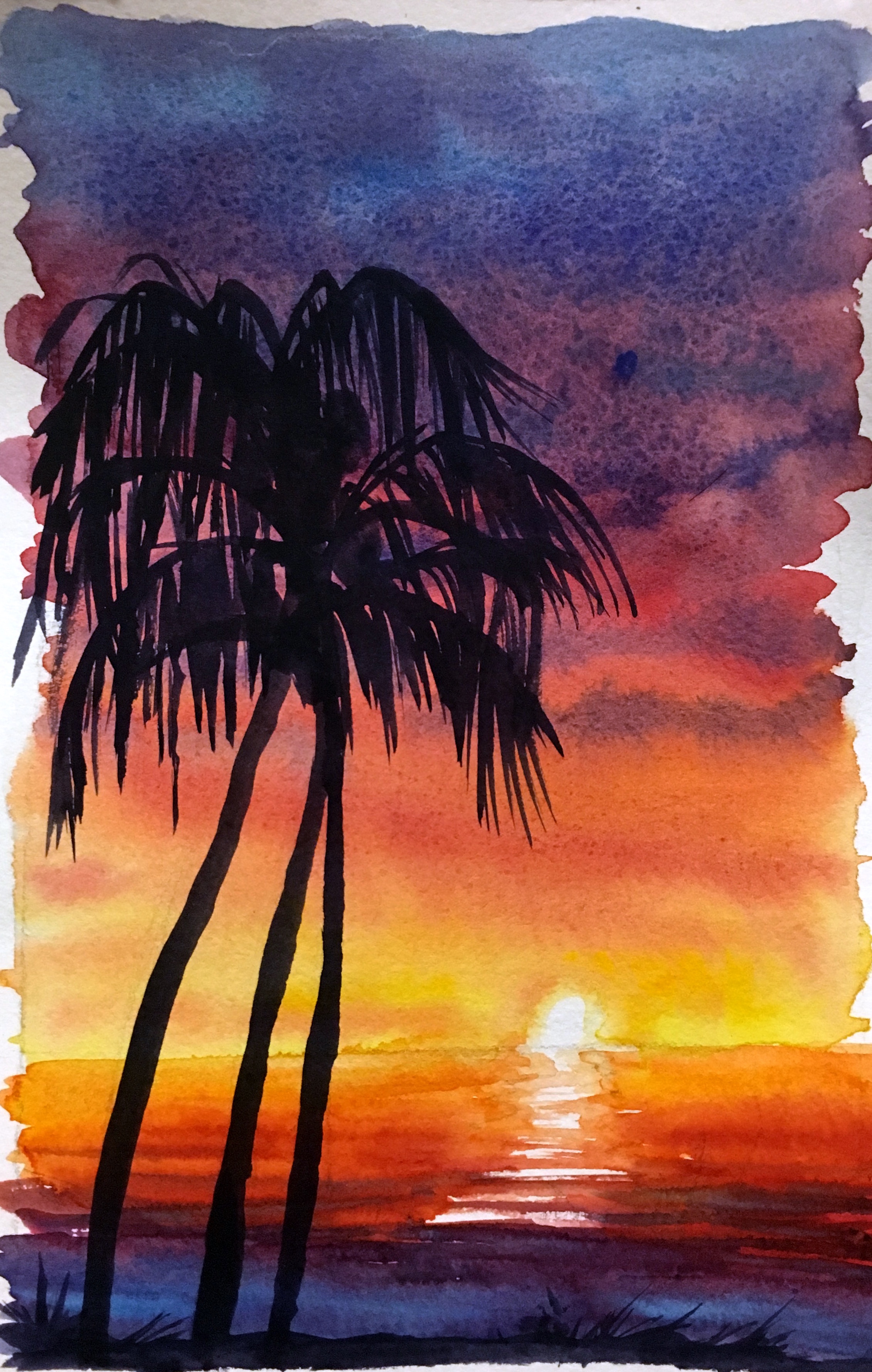 Sunset Watercolor Background