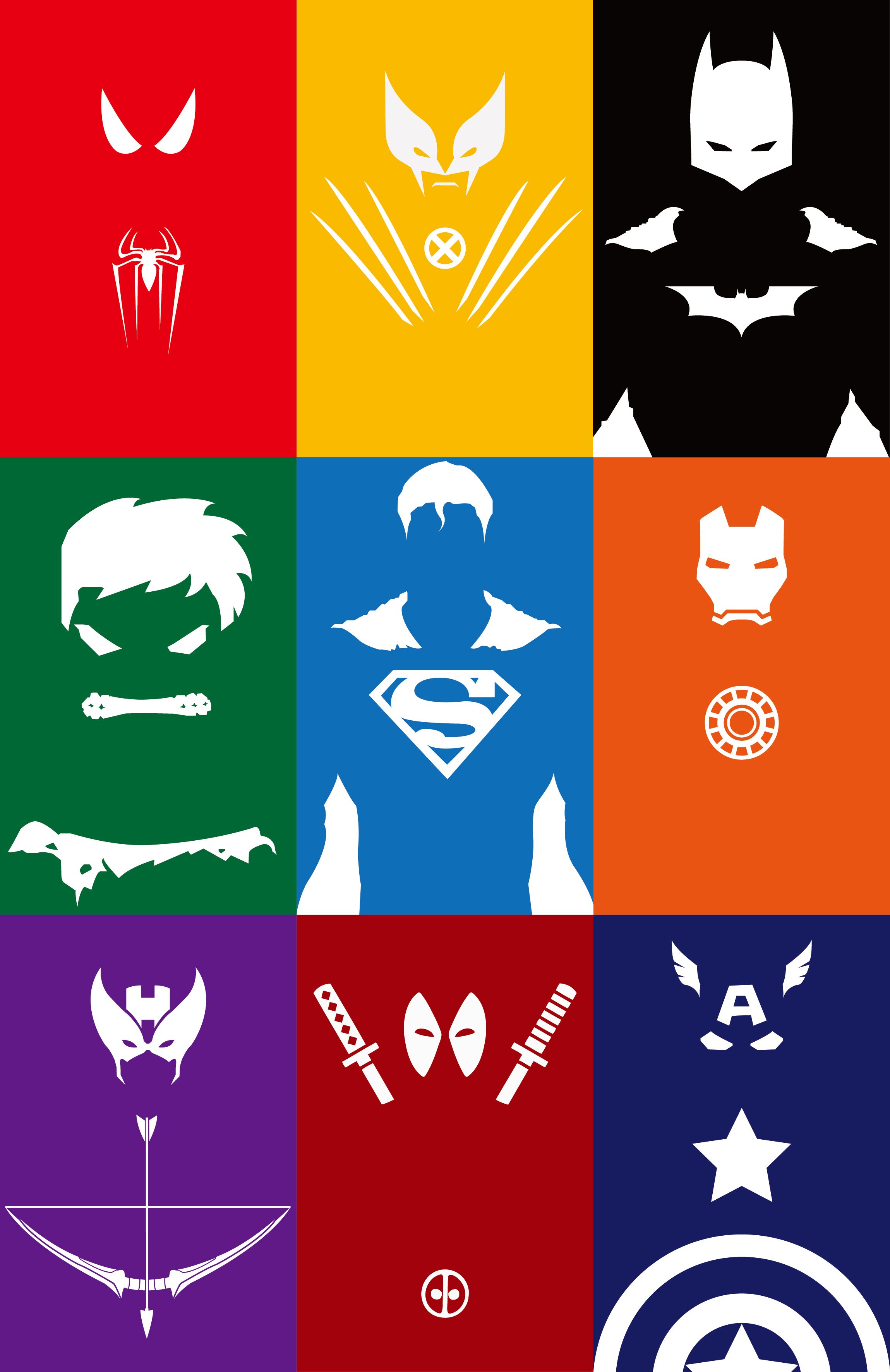 Superman Batman Hulk Spiderman Wolverine Minimalism Wallpapers