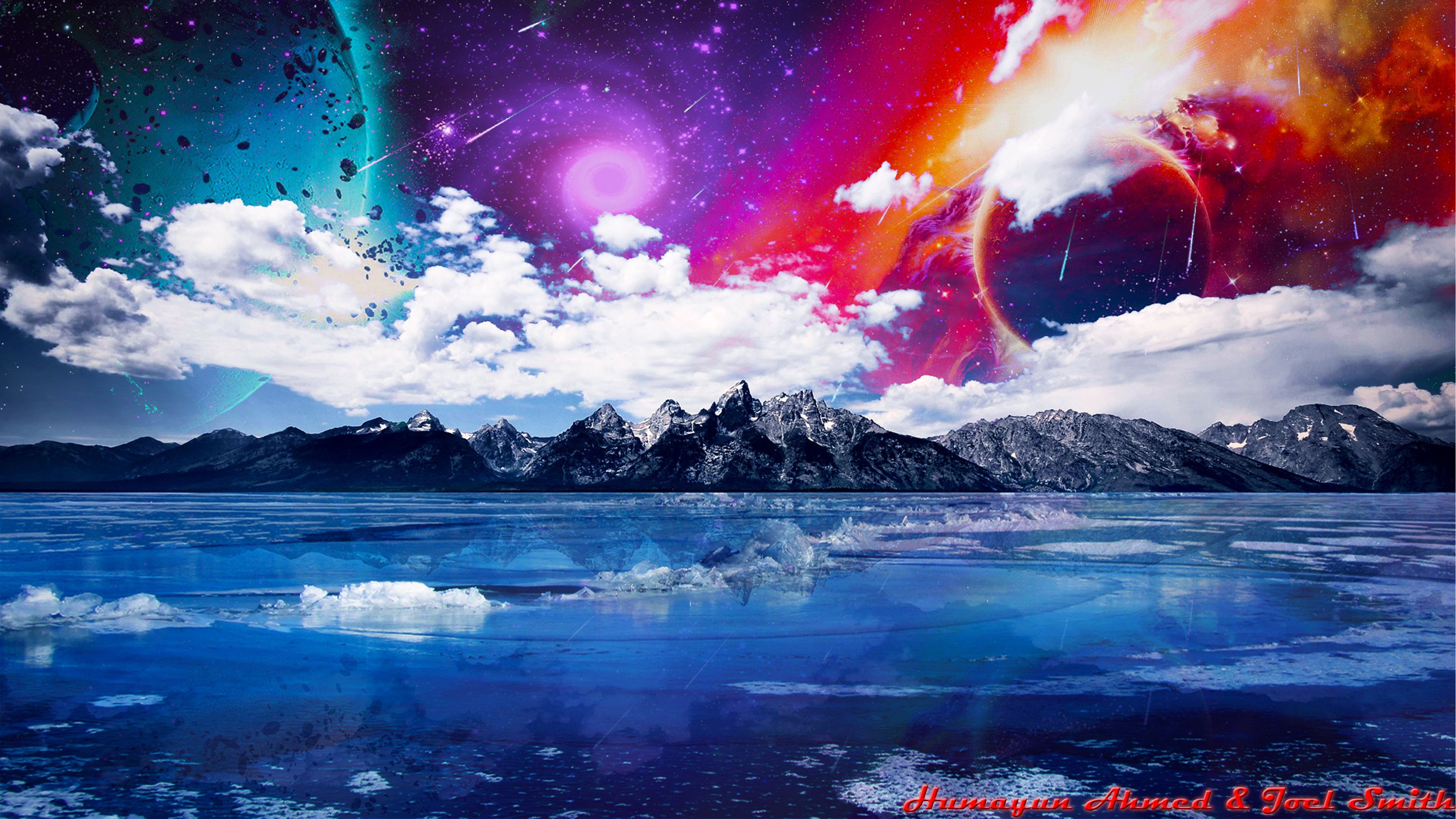 Surreal Mountain Landscape Lake 4K Wallpapers