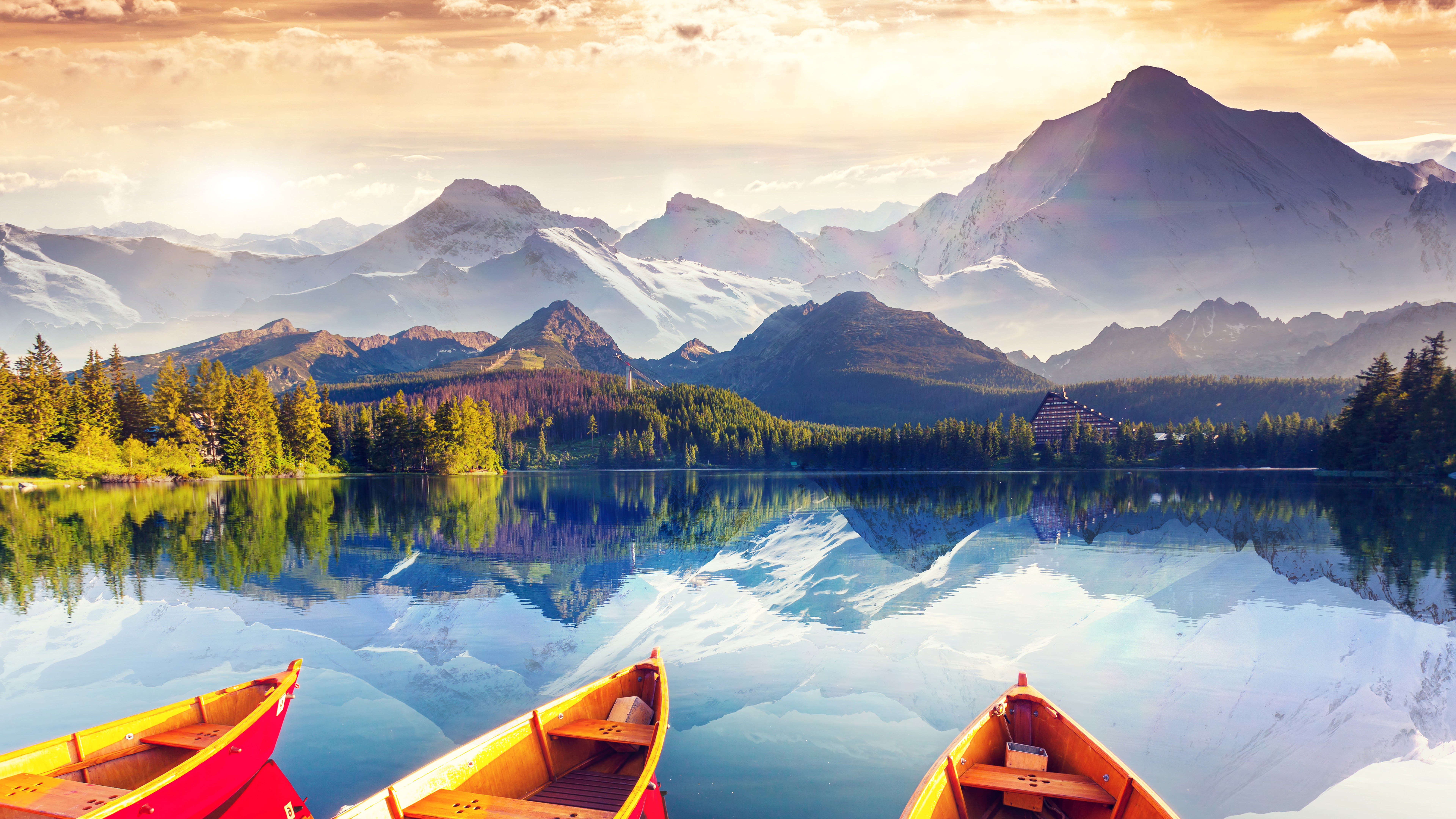 Surreal Mountain Landscape Lake 4K Wallpapers