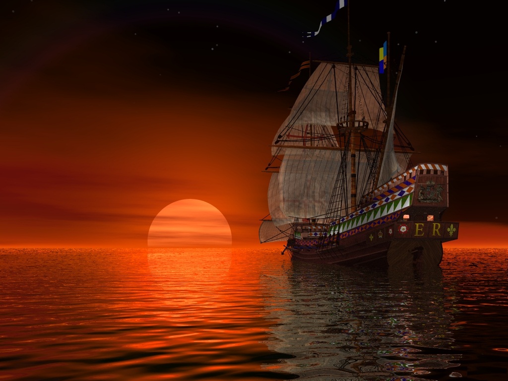 Tall Ship Sunset Wallpapers