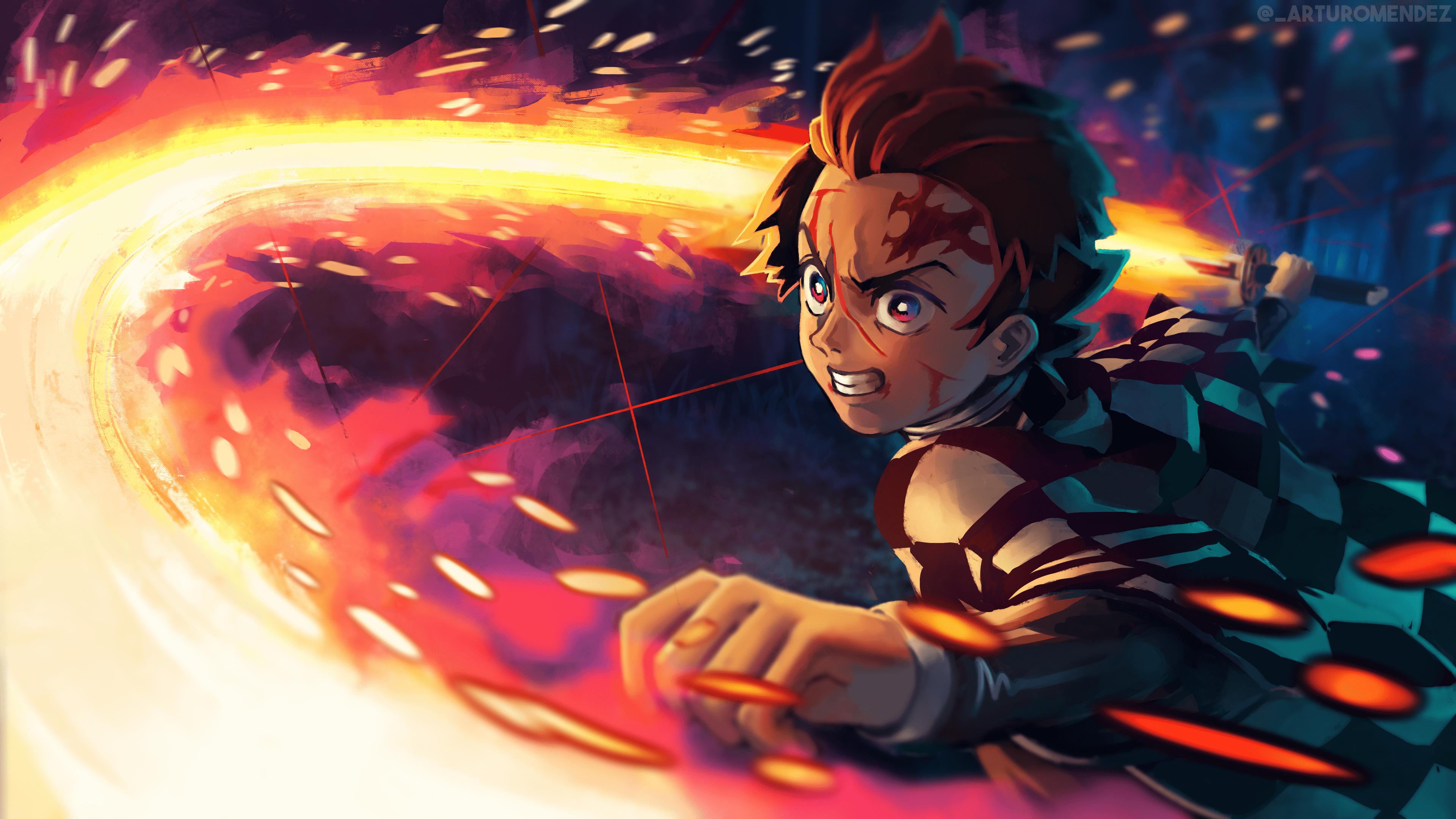 Tanjirou Kamado Demon Slayer Fire Art Wallpapers