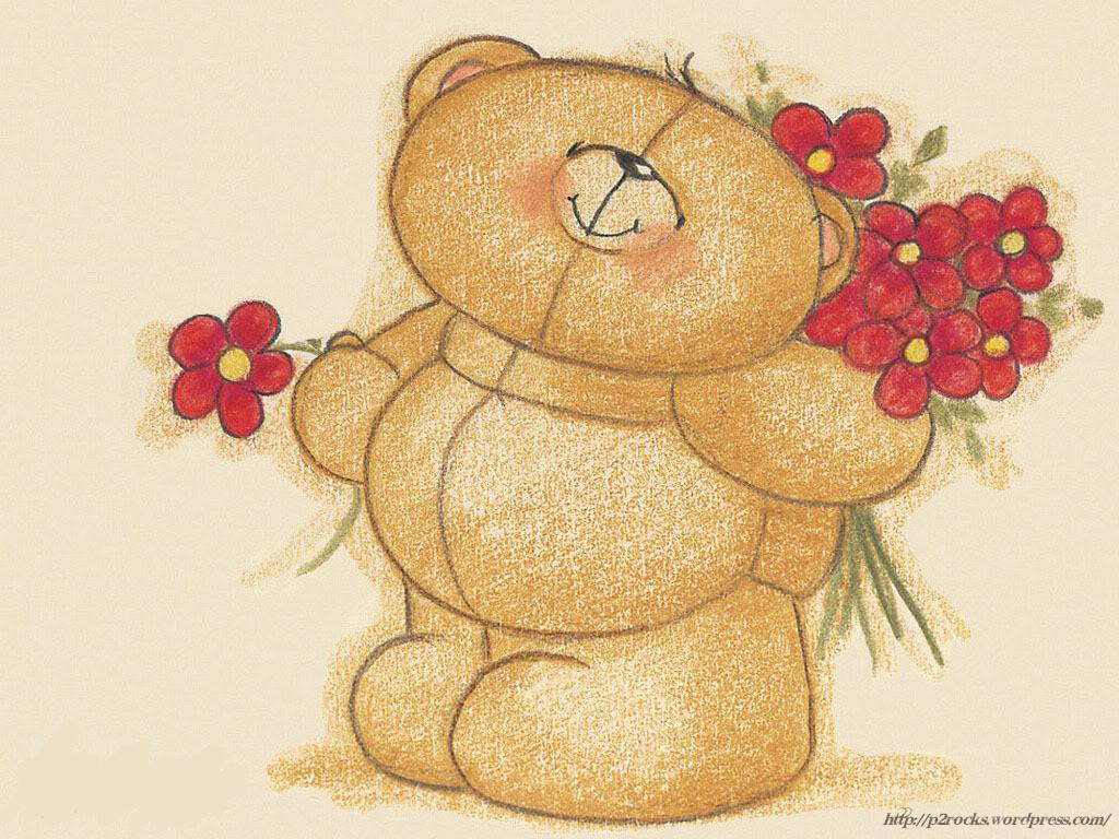 Teddy Bear And Flower Wallpapers