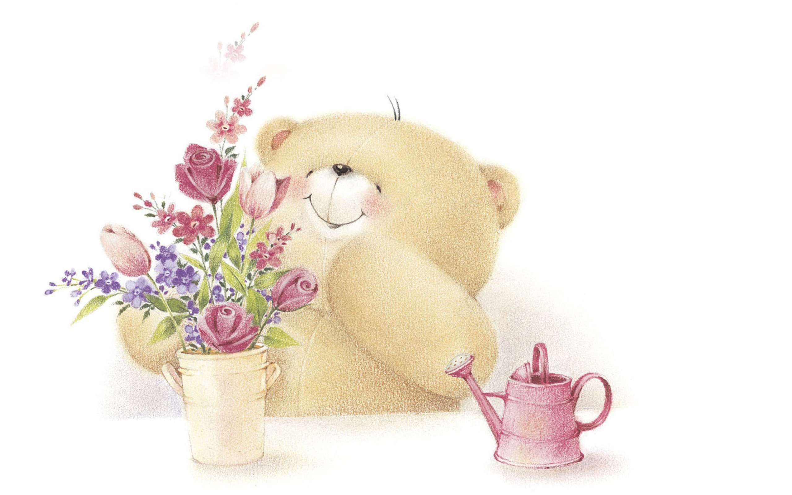 Teddy Bear And Flower Wallpapers