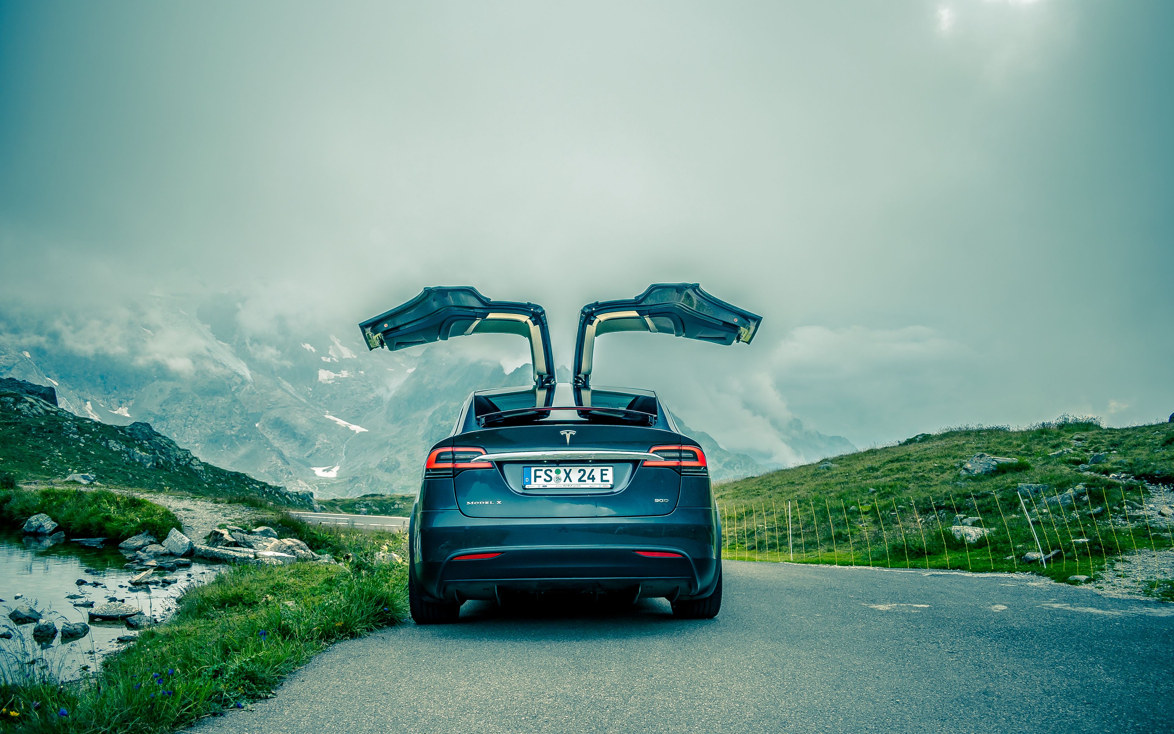 Tesla Model X In Mountains Wallpapers