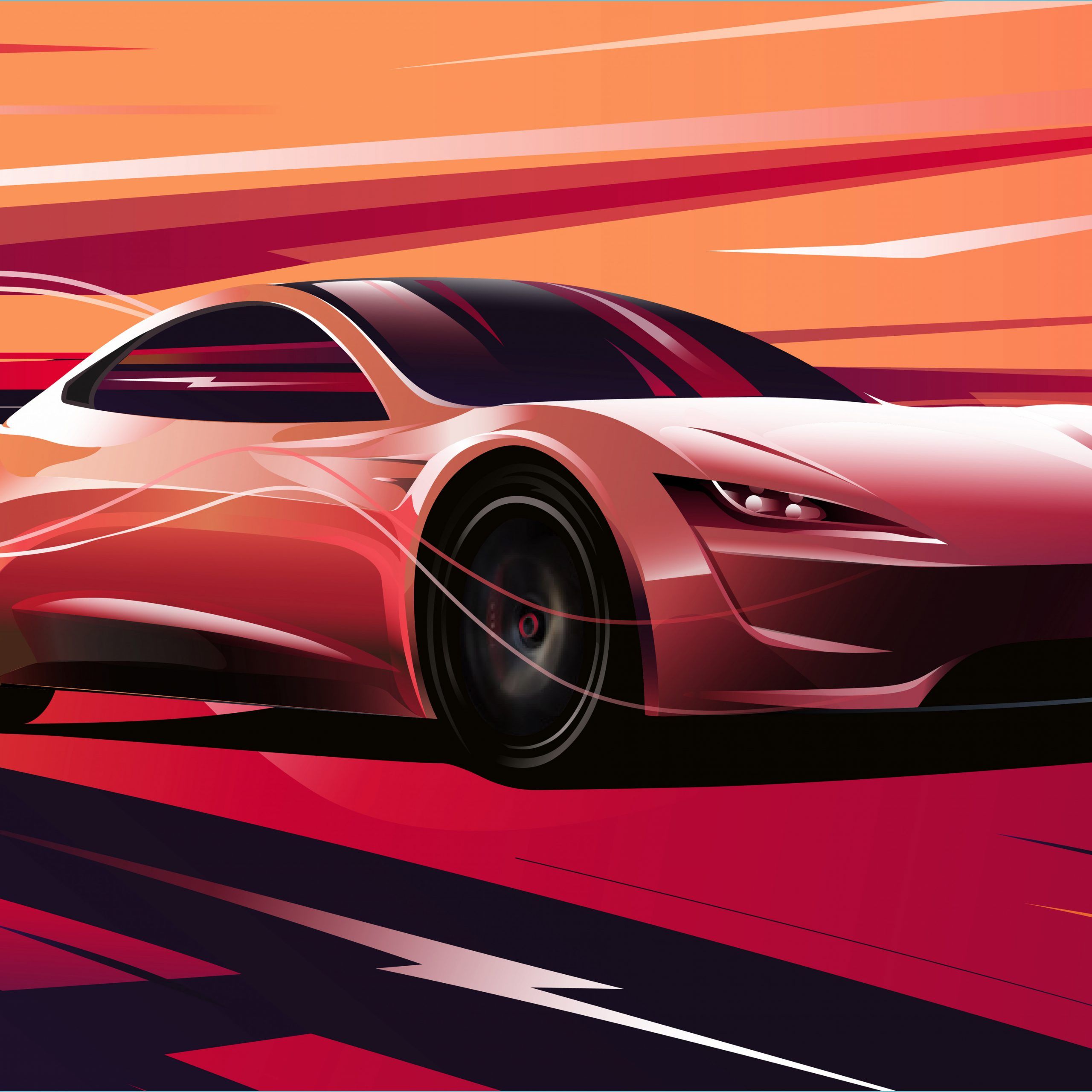 Tesla Red Roadster Wallpapers