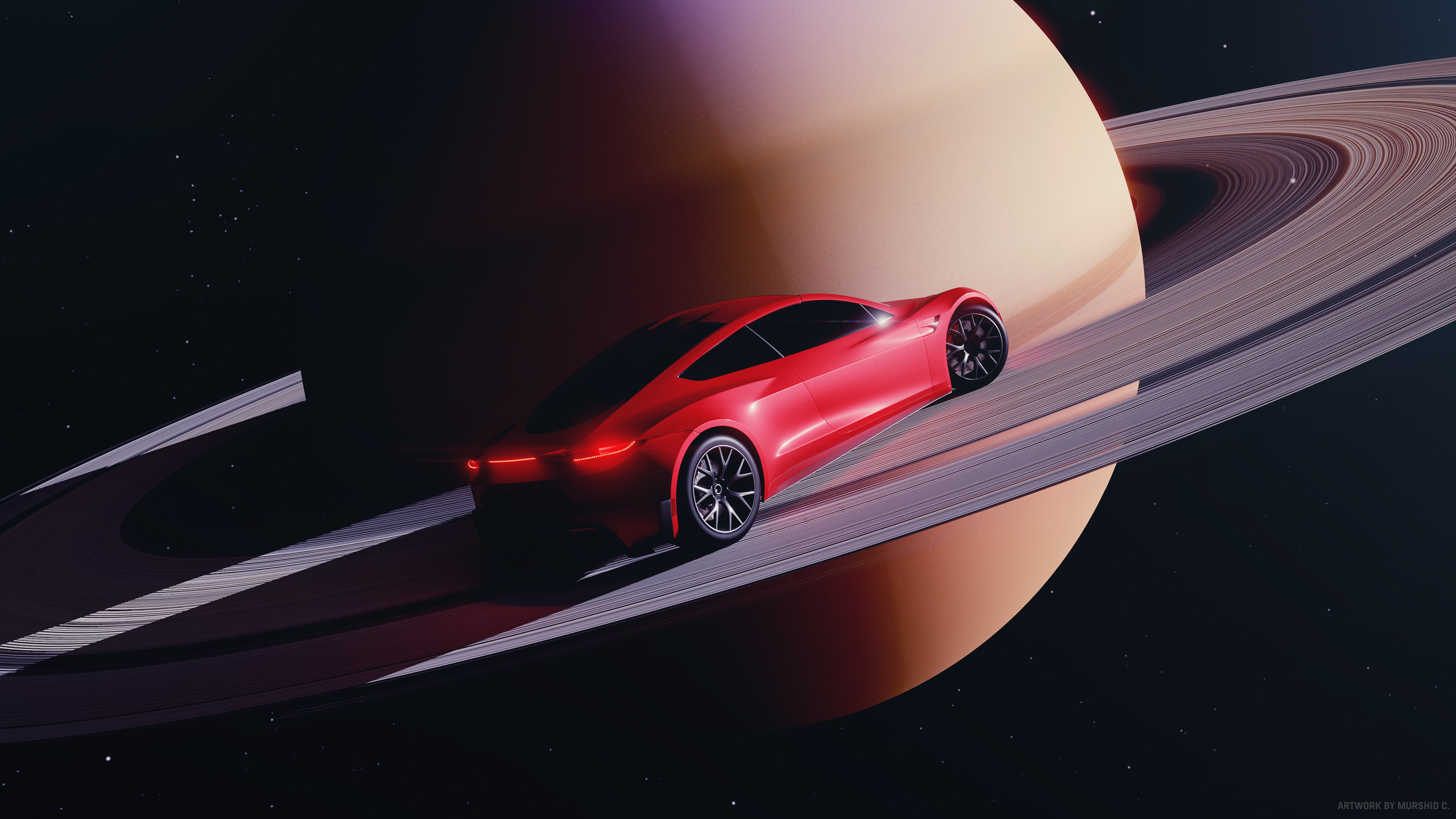 Tesla Red Roadster Wallpapers