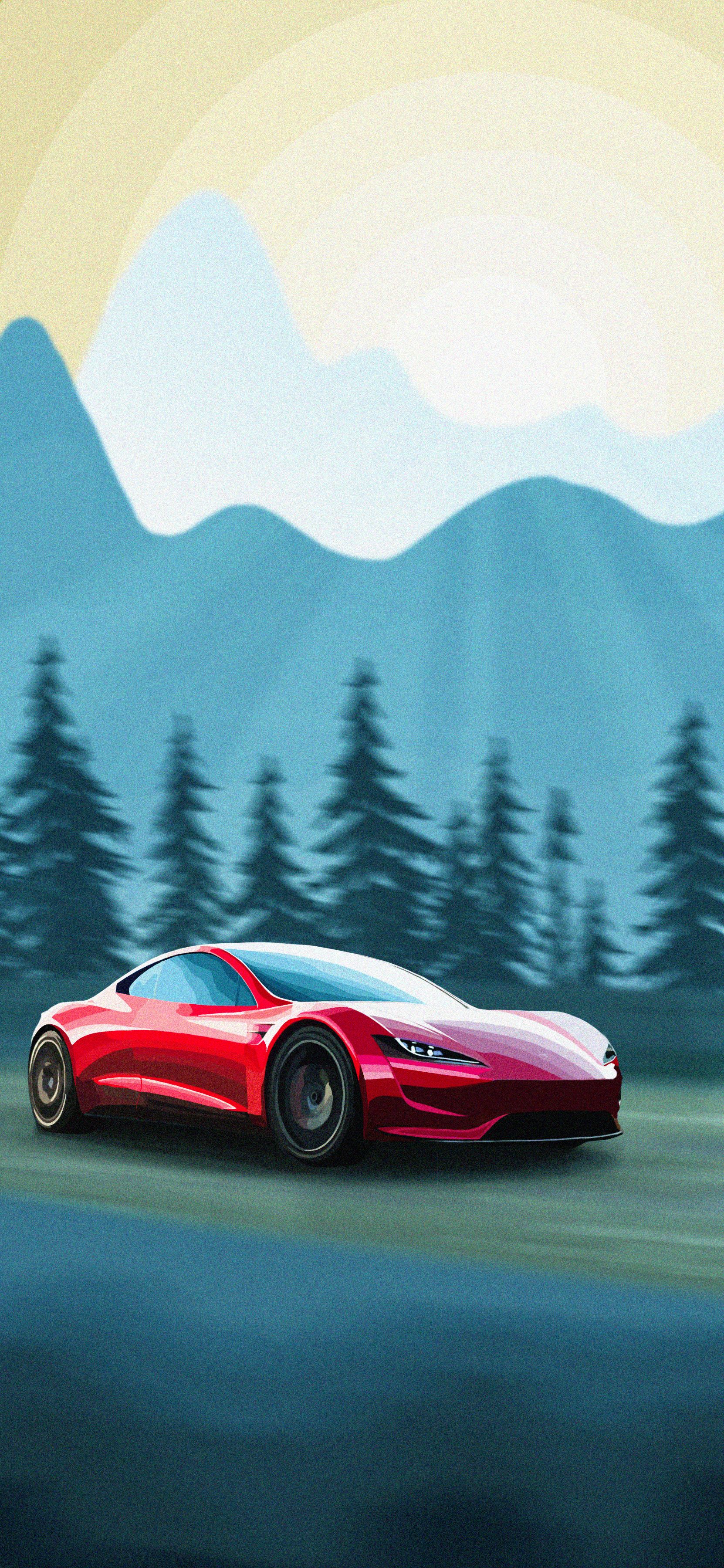 Tesla Red Roadster Wallpapers